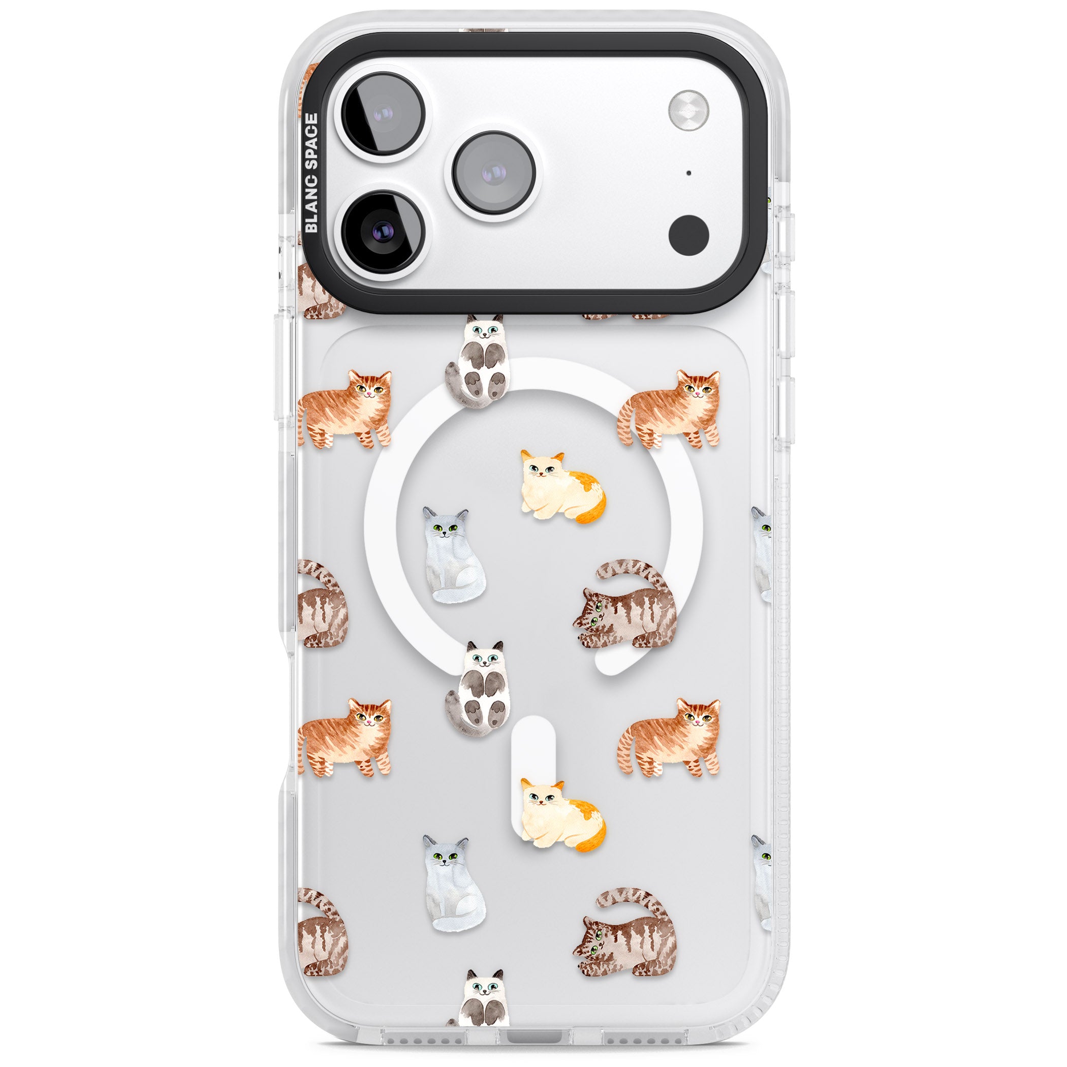Cute Cat Pattern Classic iPhone 17 Pro Impact Pro Clear Phone Case