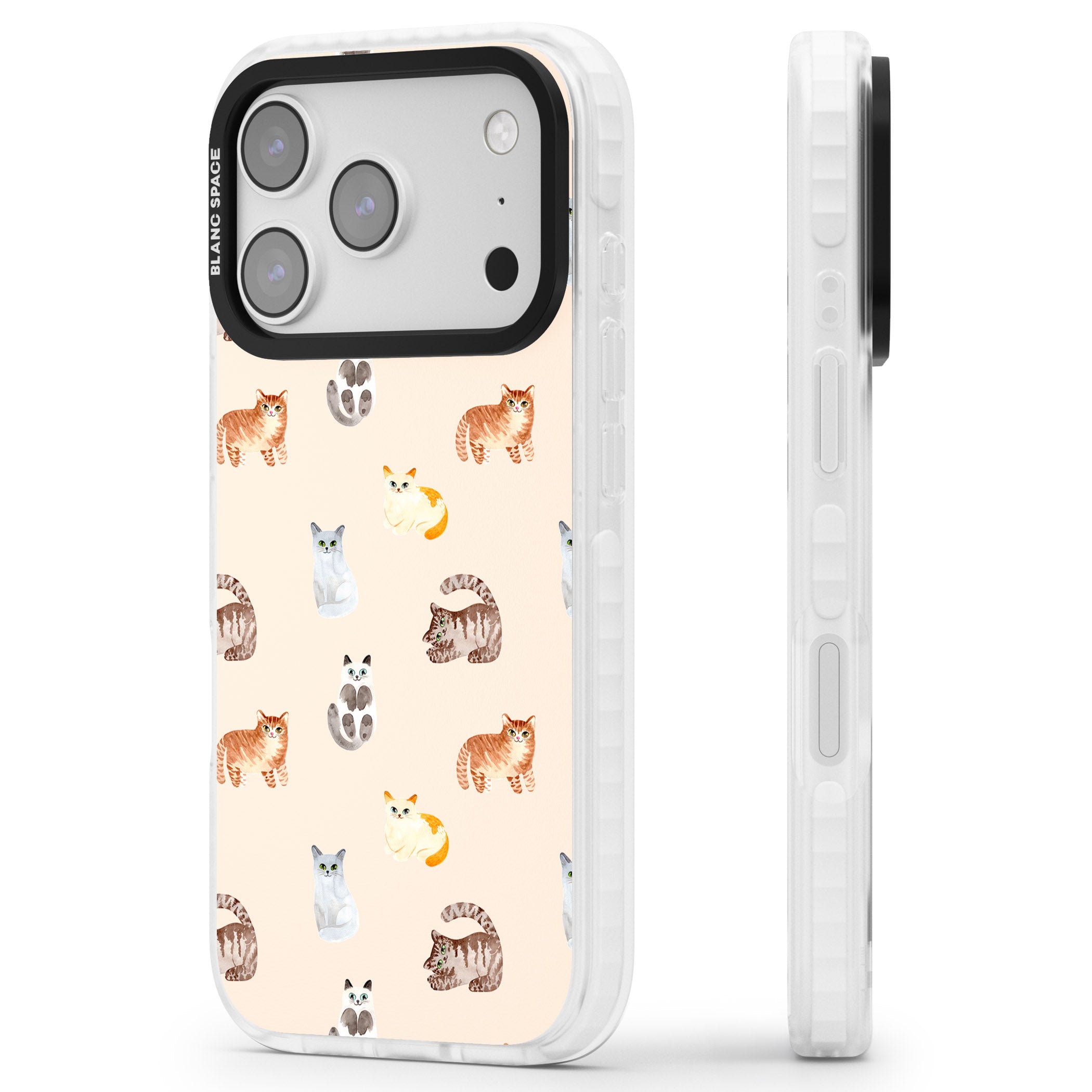 Cute Cat Parade iPhone 17 Pro Impact Pro Clear Phone Case Side Profile