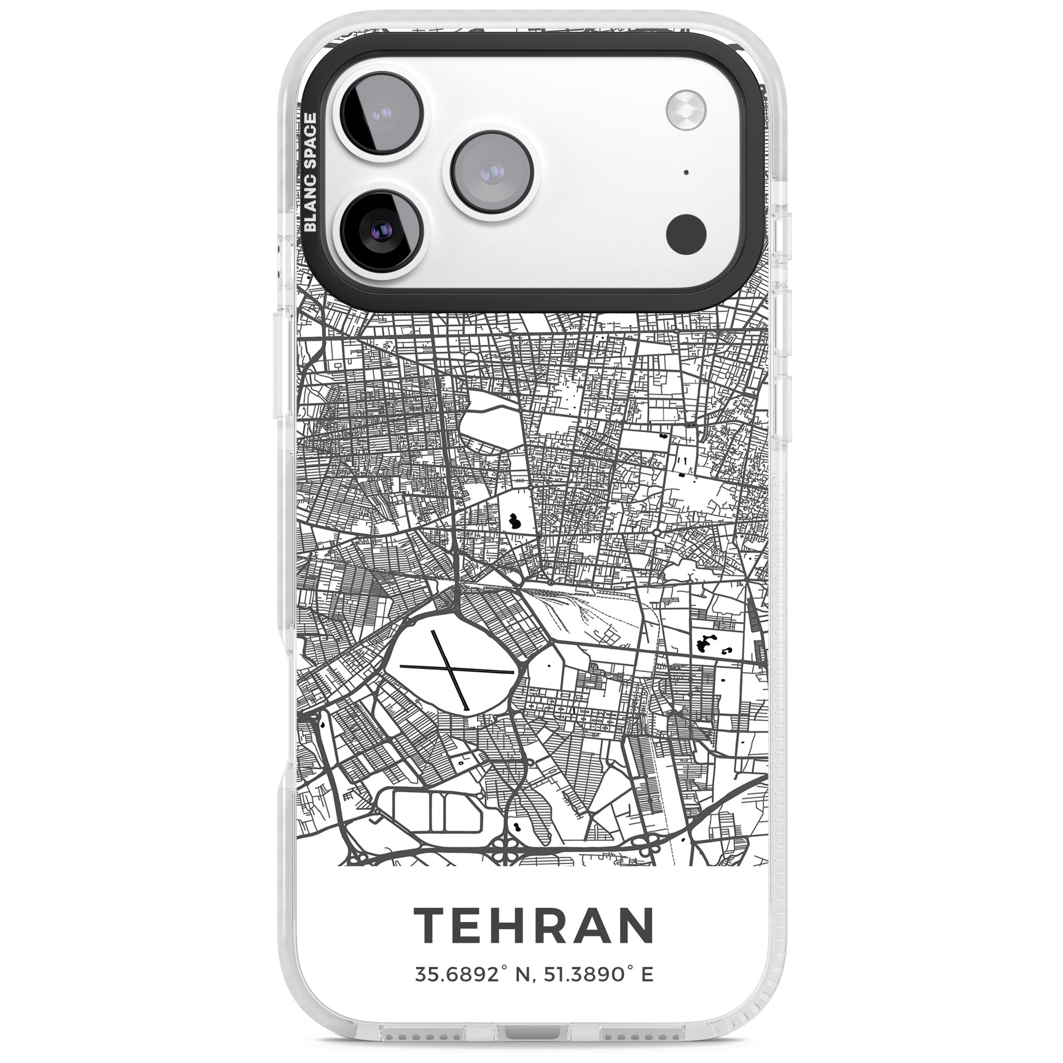 Tehran Map iPhone 17 Pro Impact Pro Clear Phone Case