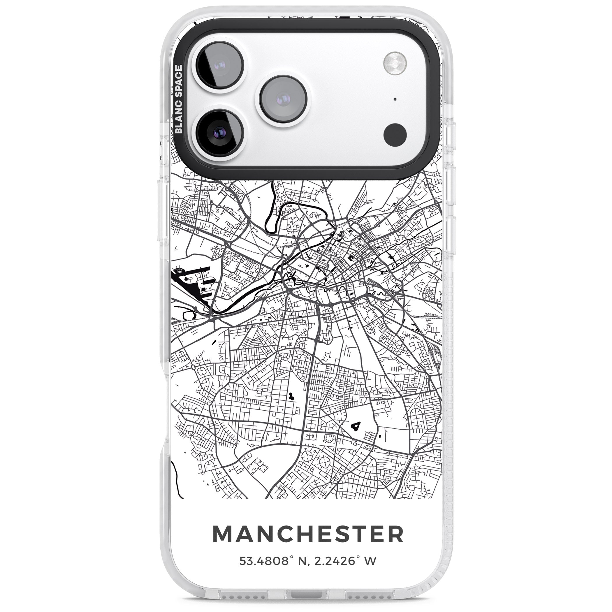 Manchester Map iPhone 17 Pro Impact Pro Clear Phone Case