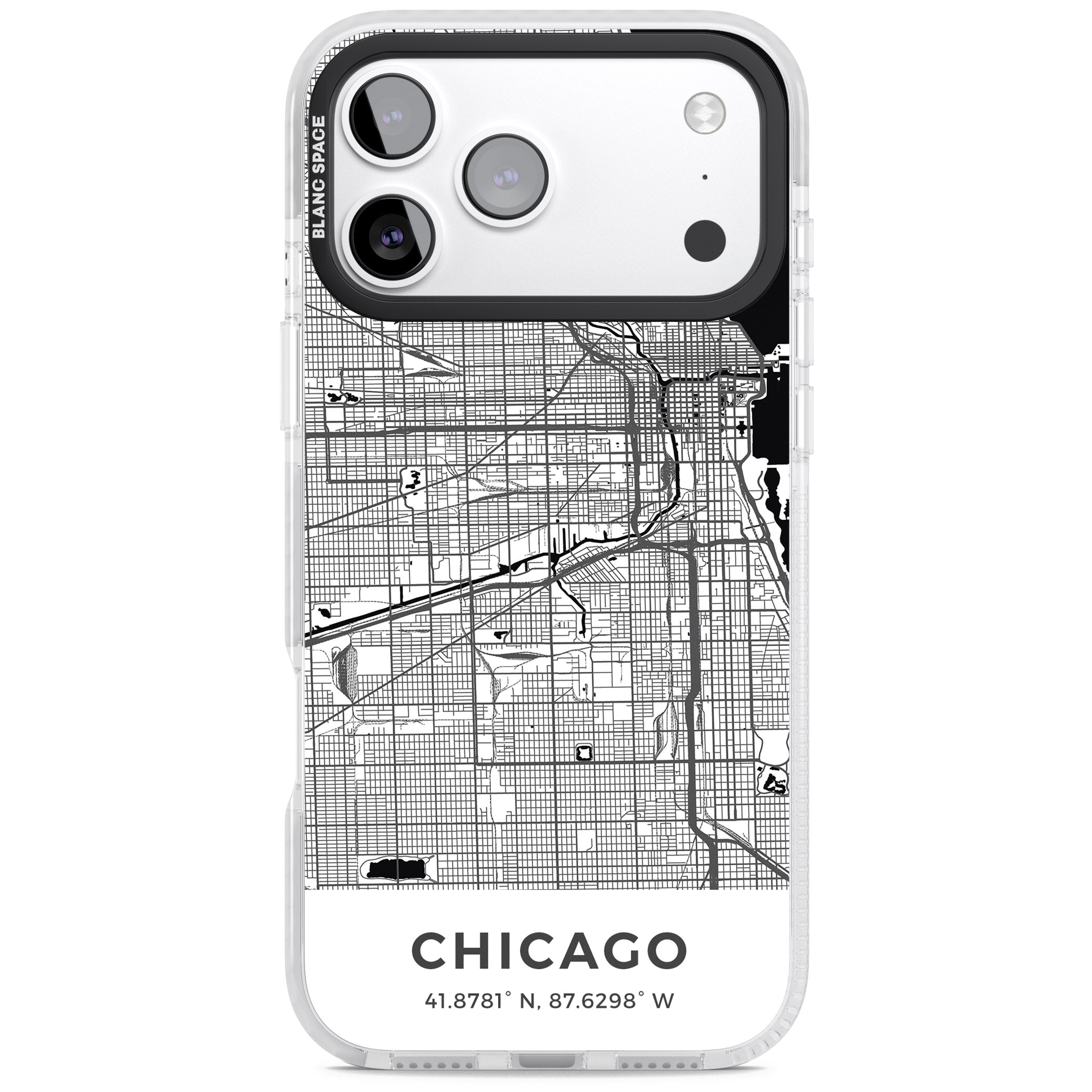 Chicago Map iPhone 17 Pro Impact Pro Clear Phone Case