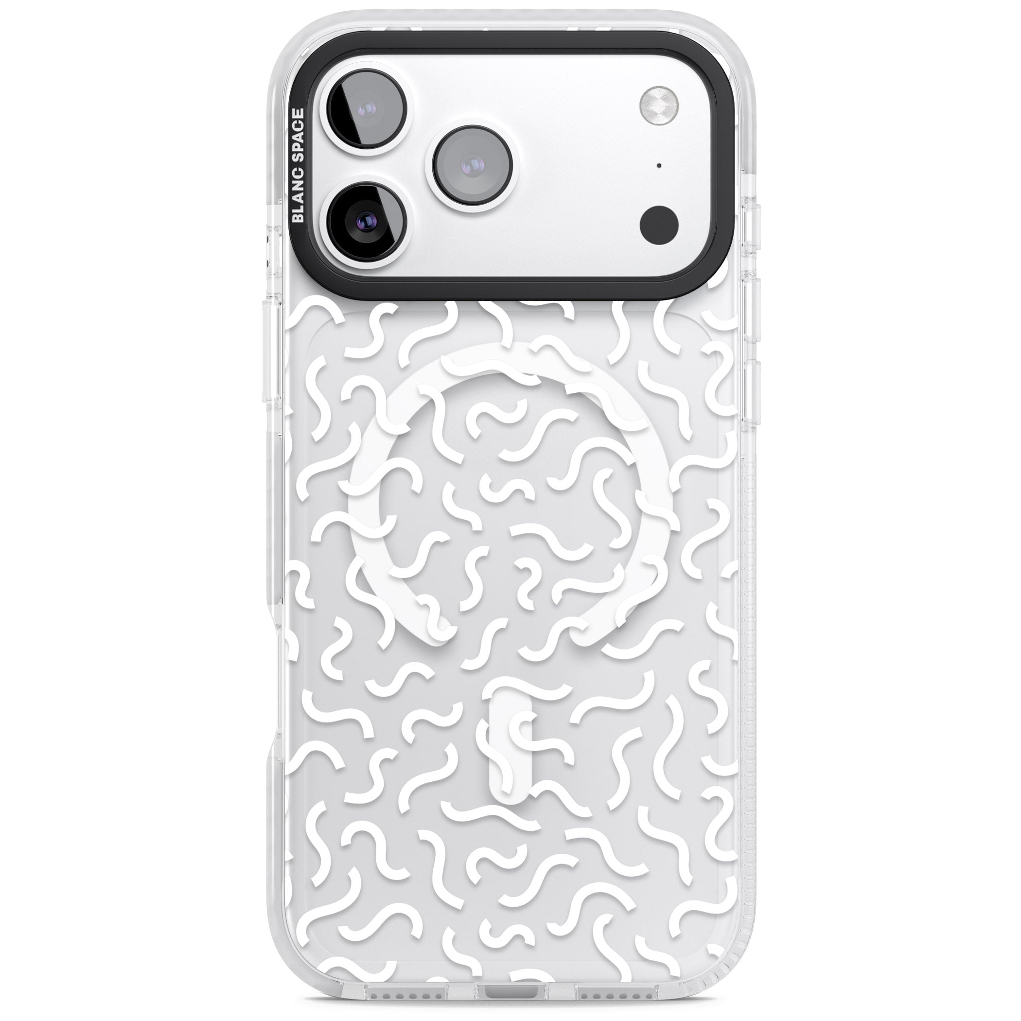 Black & White Wavy Pattern iPhone 17 Pro Impact Pro Clear Phone Case