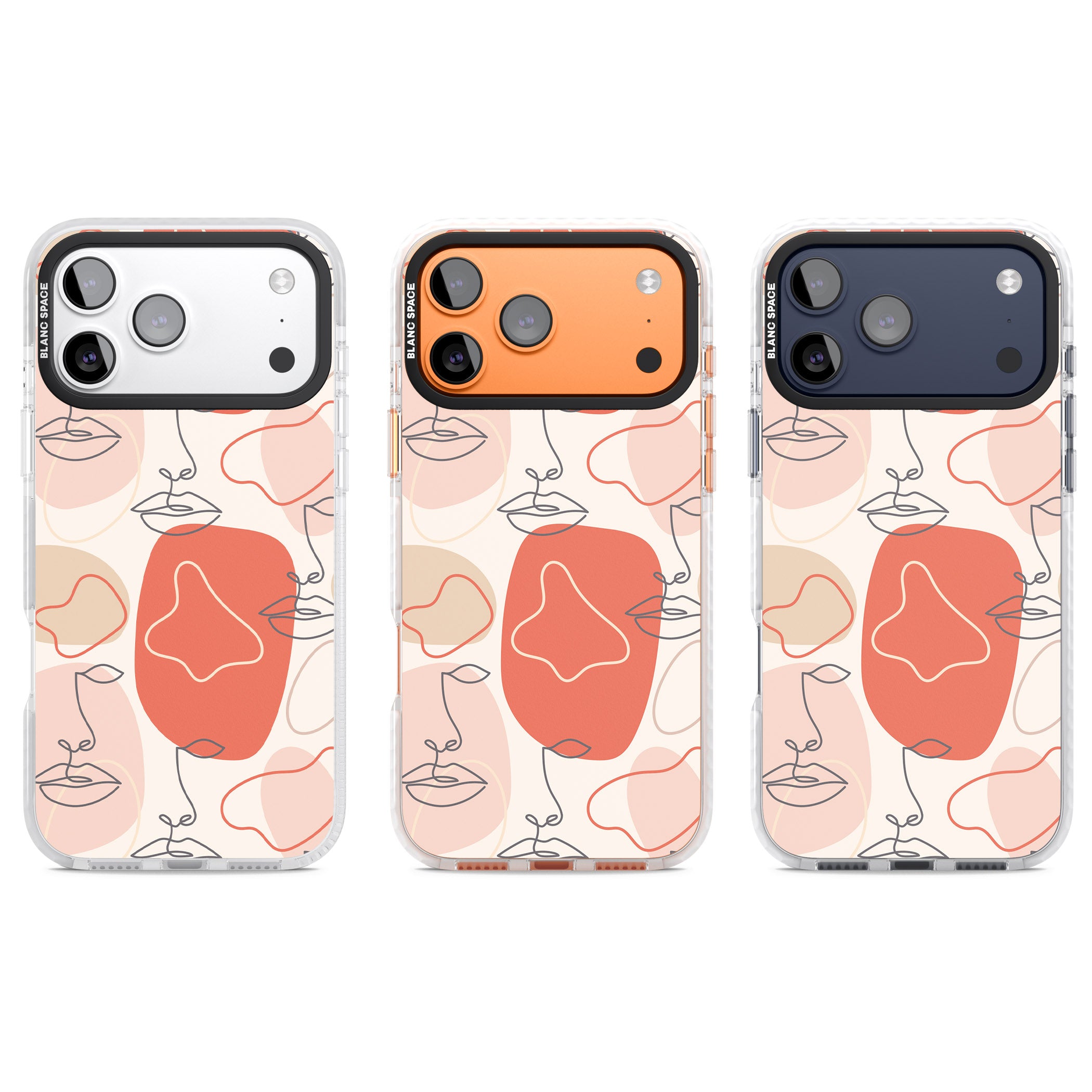 Abstract Face Line Art iPhone 17 Pro Impact Pro Clear Phone Case APT Impact Protection