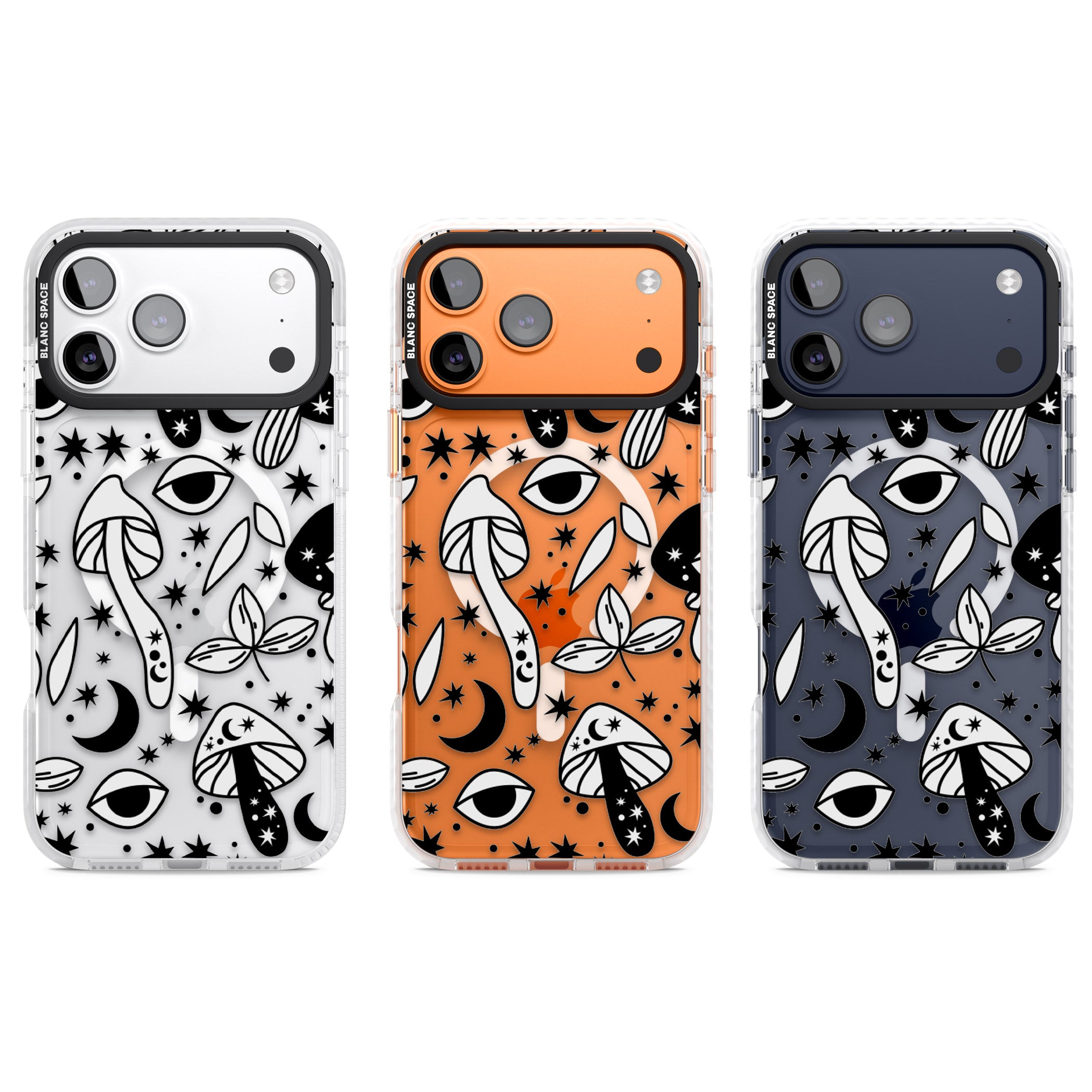Mystic Mushrooms Pattern iPhone 17 Pro Impact Pro Clear Phone Case APT Impact Protection