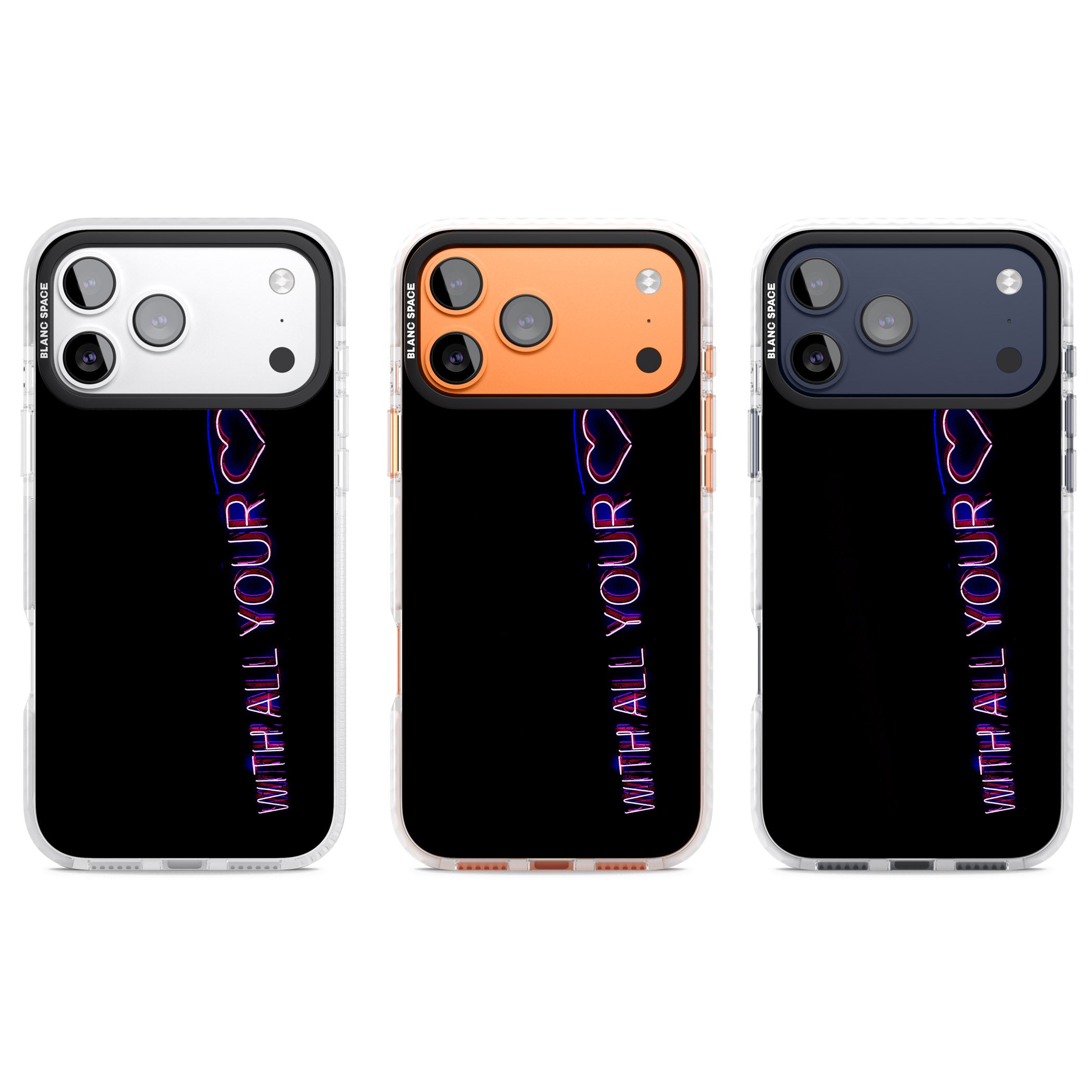 Neon Heart Script iPhone 17 Pro Impact Pro Clear Phone Case APT Impact Protection