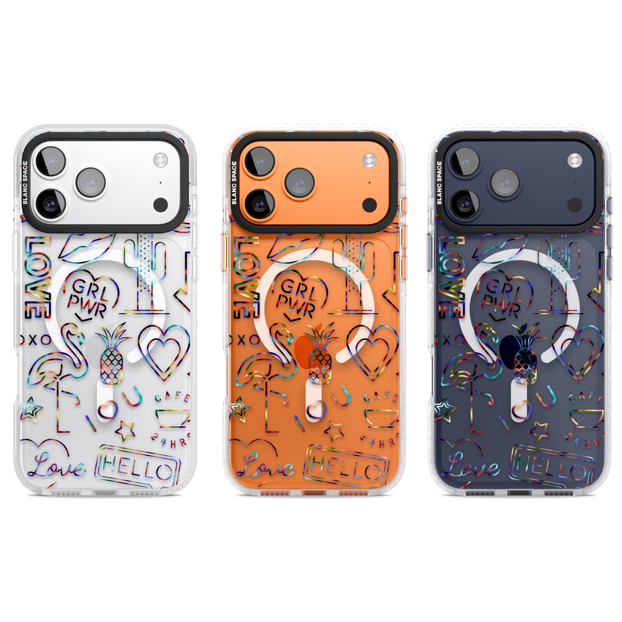 Funky Nebula Neon Sign iPhone 17 Pro Impact Pro Clear Phone Case APT Impact Protection