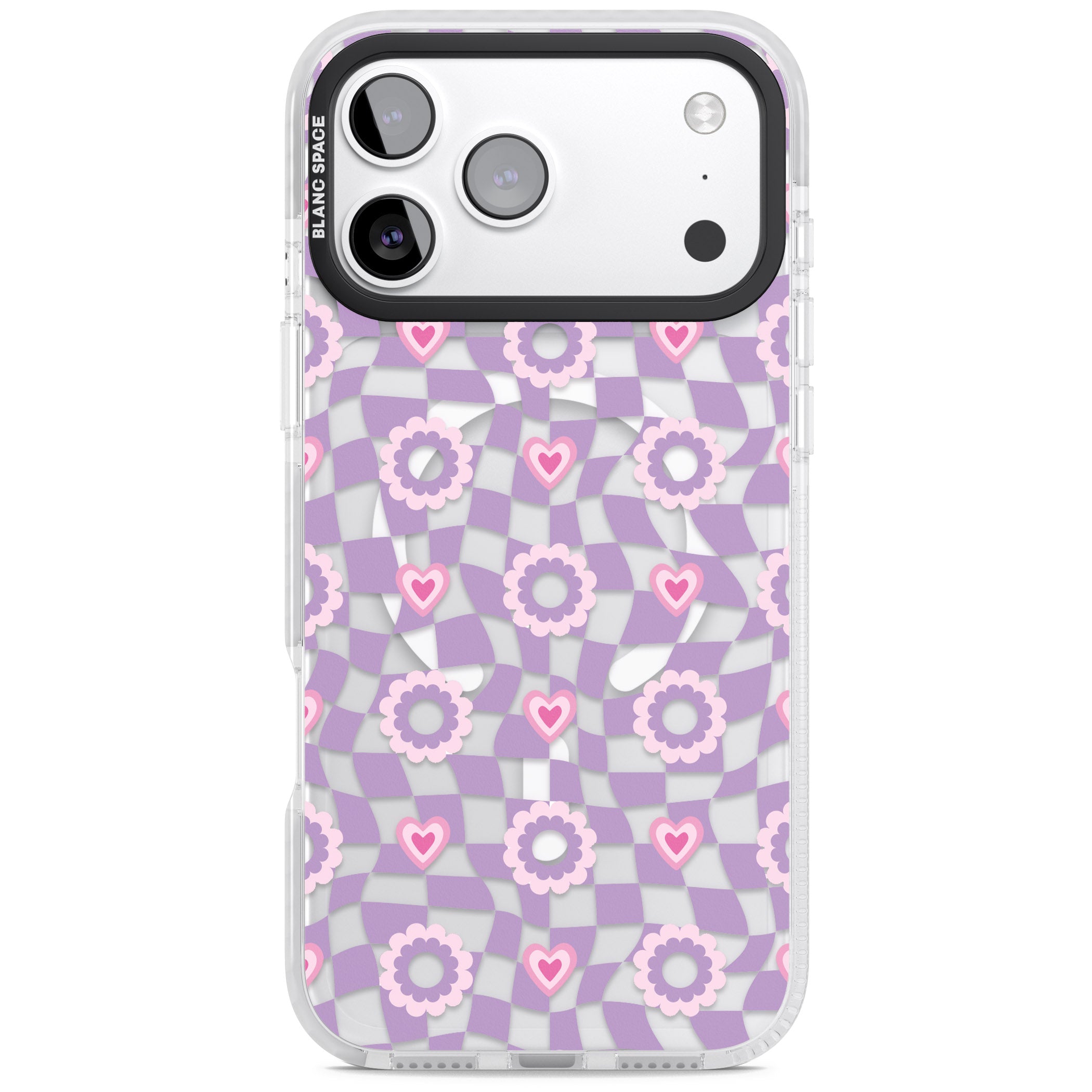 Checkered Love Pattern iPhone 17 Pro Impact Pro Clear Phone Case