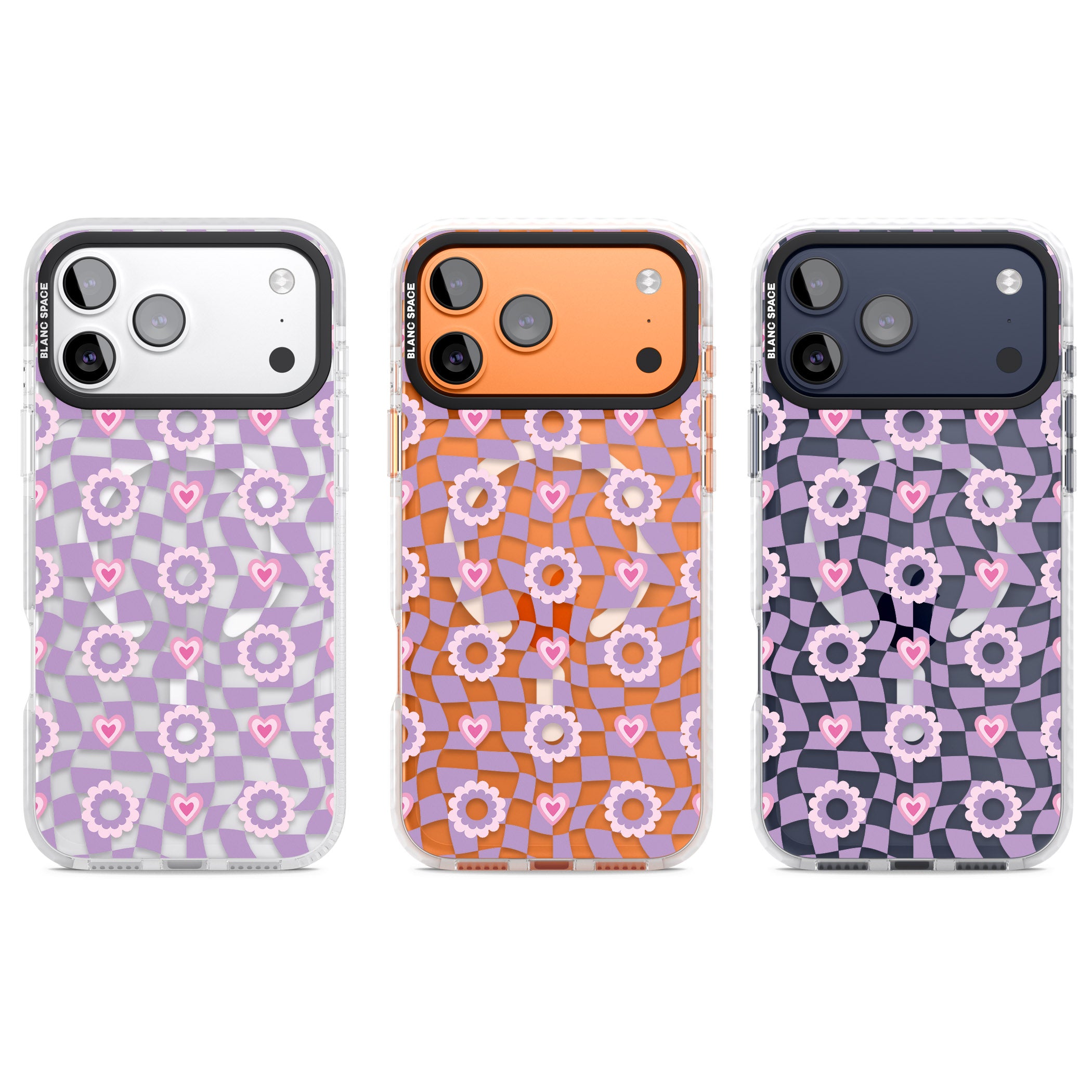 Checkered Love Pattern iPhone 17 Pro Impact Pro Clear Phone Case APT Impact Protection