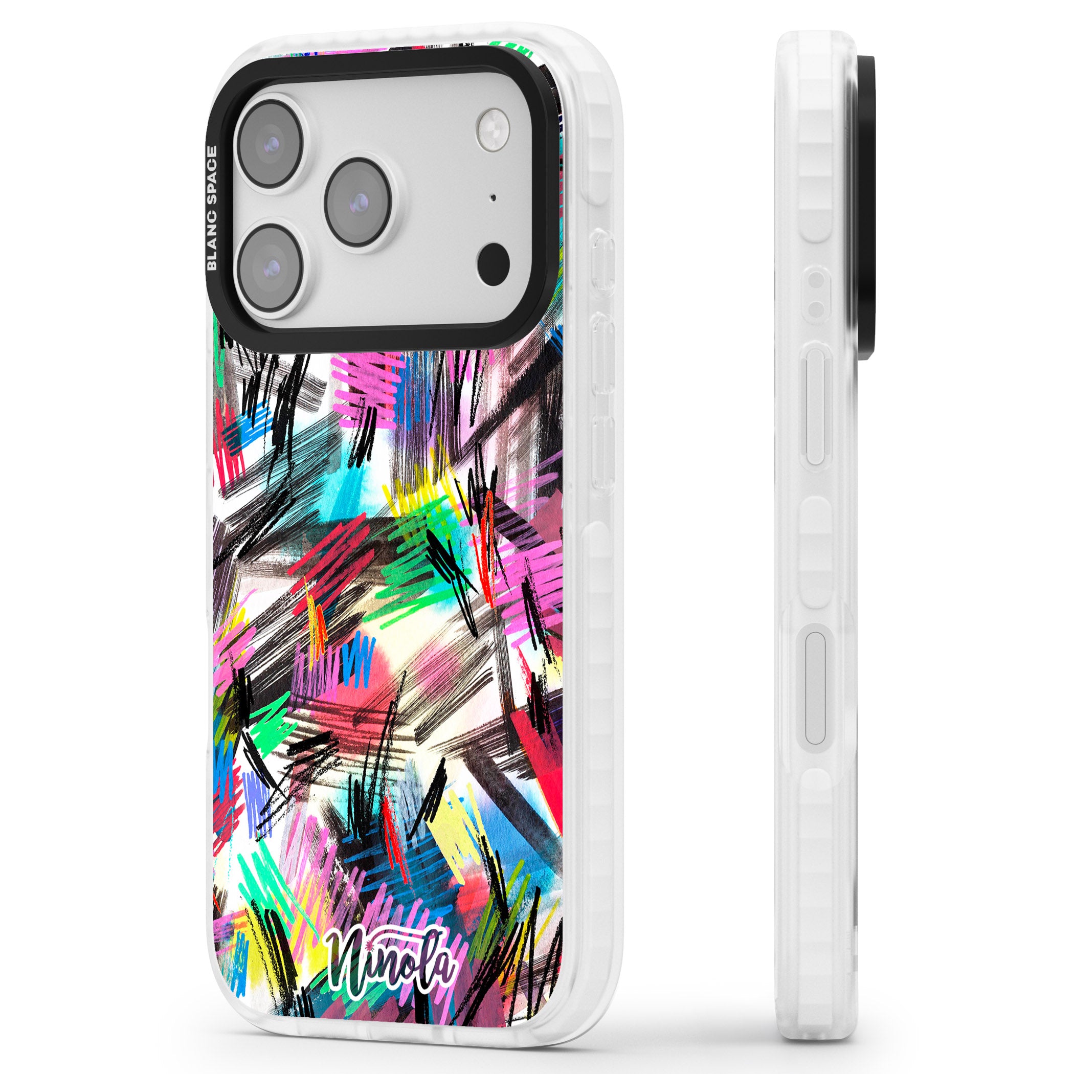 Wild Strokes Rainbow iPhone 17 Pro Impact Pro Clear Phone Case Side Profile