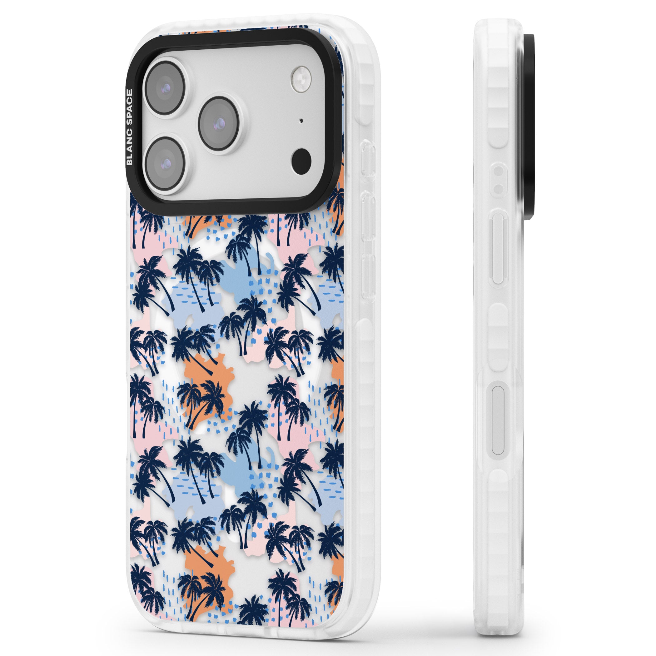 Tropical Vibes Palm Clear iPhone 17 Pro Impact Pro Clear Phone Case Side Profile