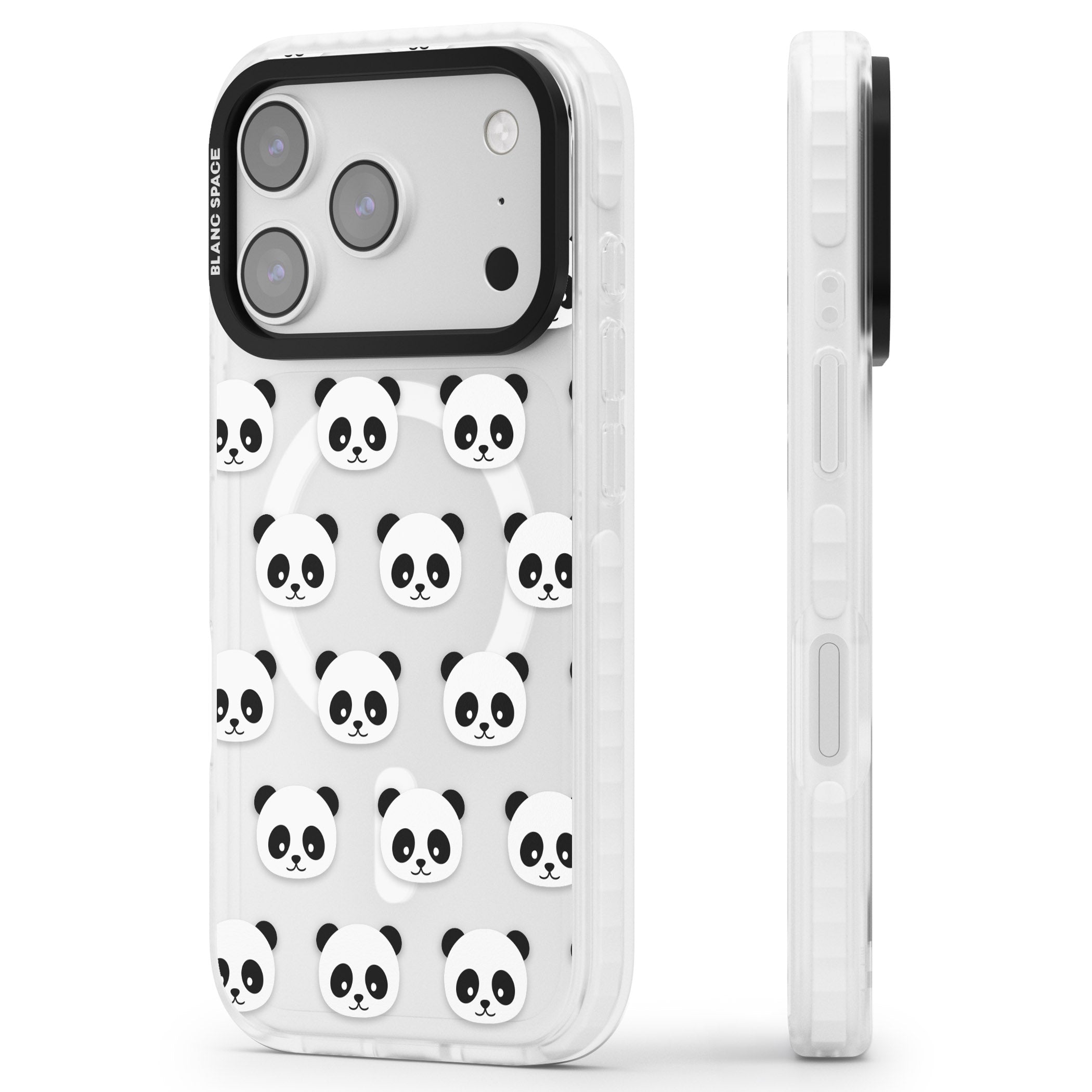 Panda Face Pattern iPhone 17 Pro Impact Pro Clear Phone Case Side Profile