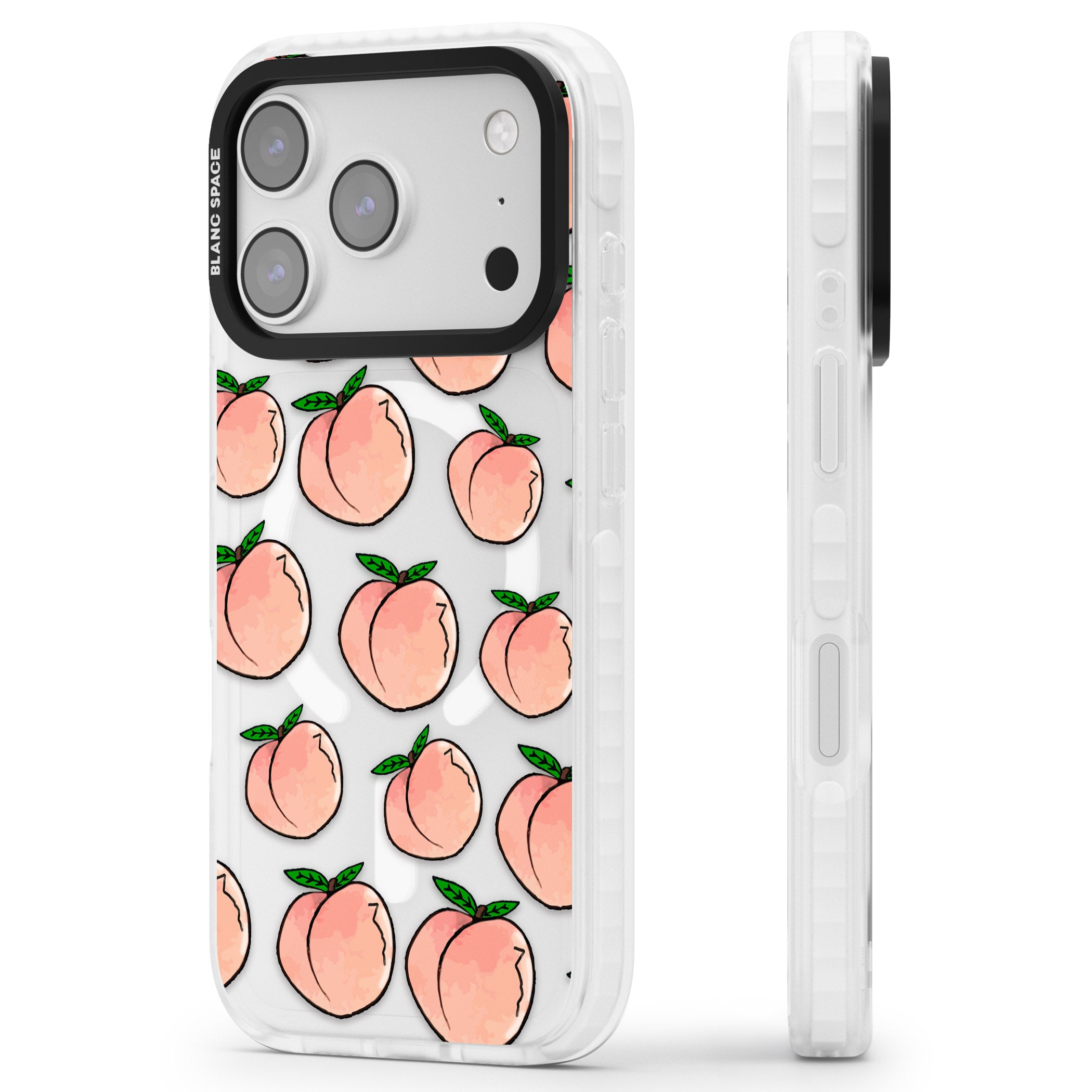 Peachy Picnic iPhone 17 Pro Impact Pro Clear Phone Case Side Profile
