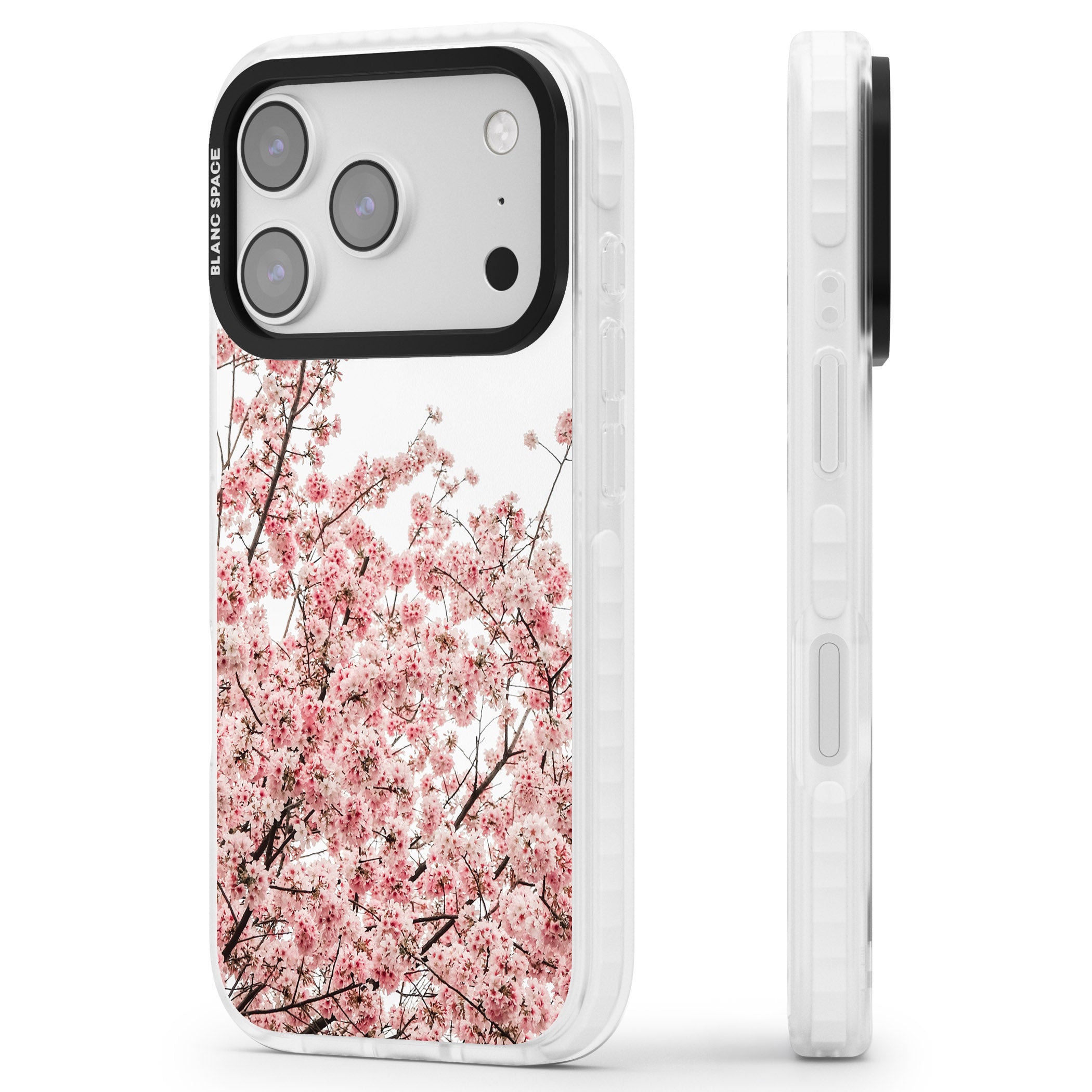 Cherry Blossom Bloom iPhone 17 Pro Impact Pro Clear Phone Case Side Profile