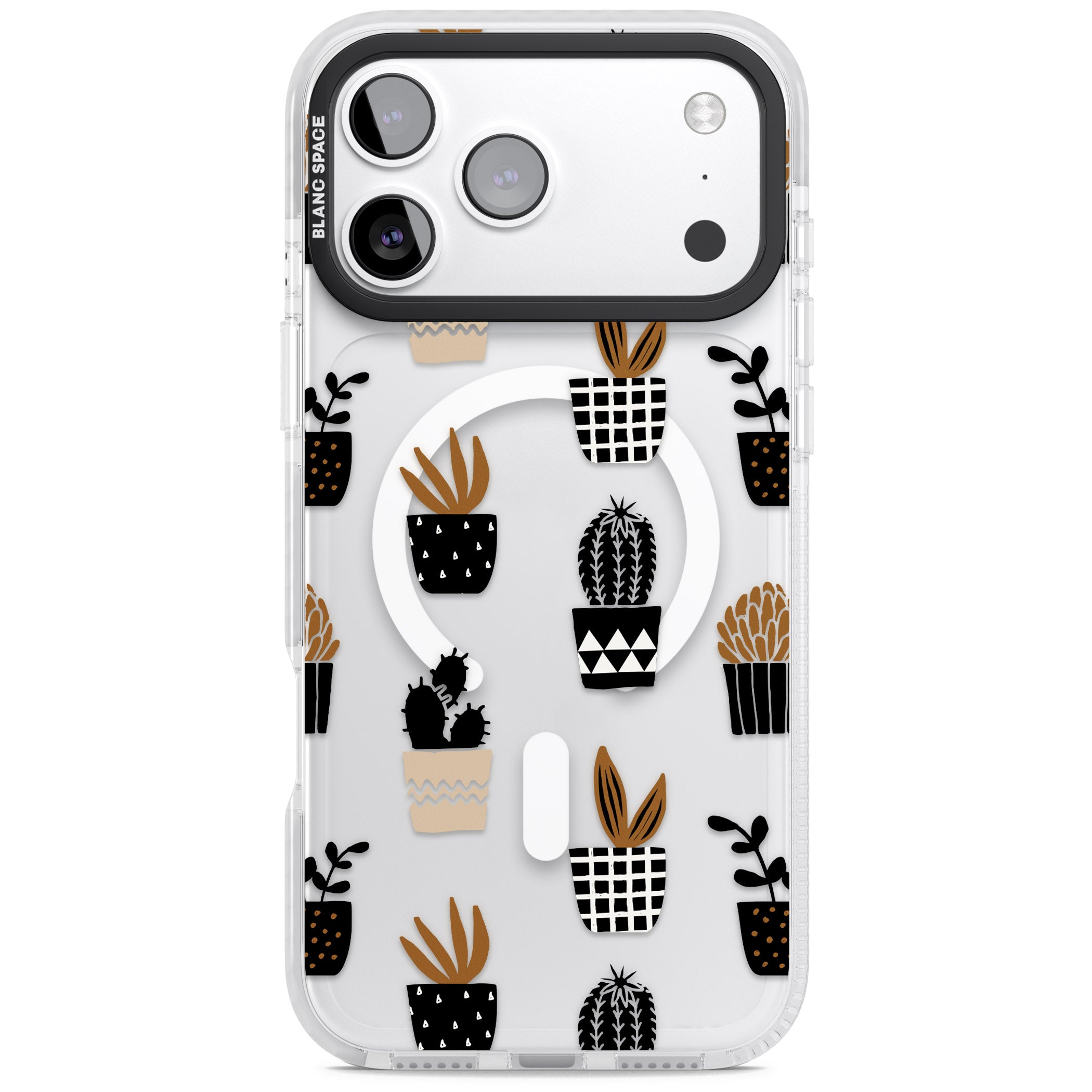 Large Mixed Plants Pattern Clear iPhone 17 Pro Impact Pro Clear Phone Case