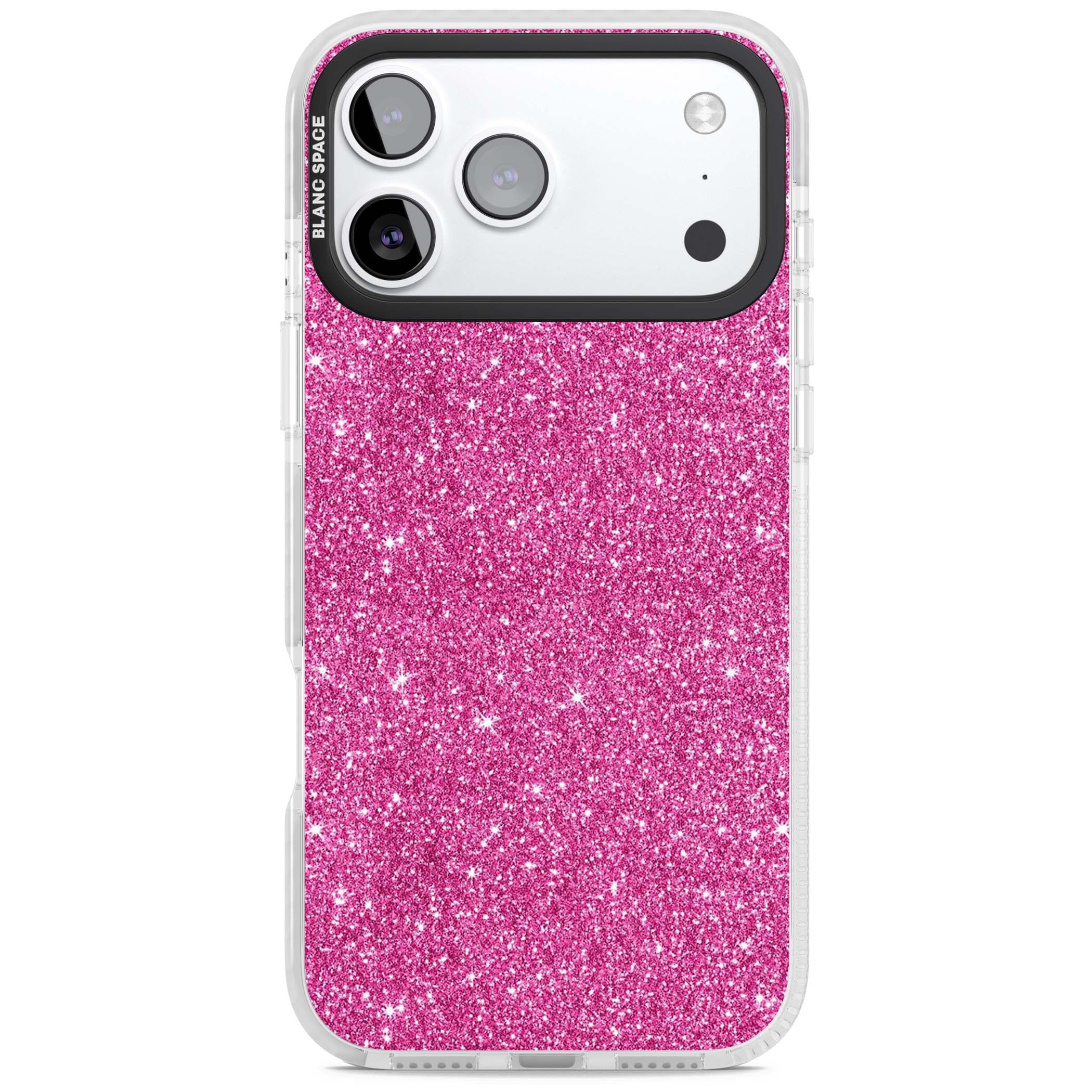 Pink Glitter Y2K iPhone case featuring hot pink glitter wallpaper with sparkle shimmer effect | Impact Magsafe case for iPhone 17 Pro, iPhone 17 Pro Max