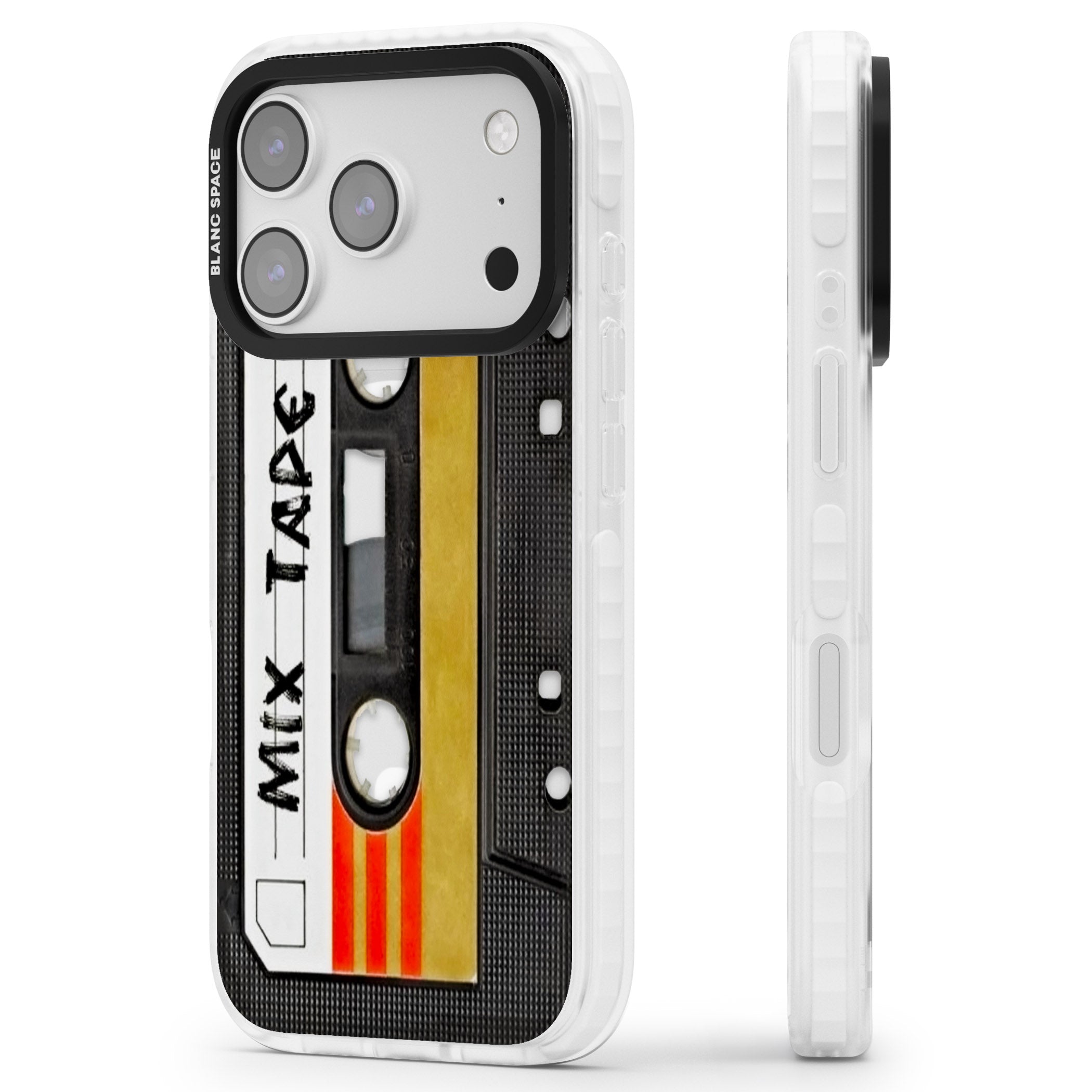 Retro Mix Tape iPhone 17 Pro Impact Pro Clear Phone Case Side Profile