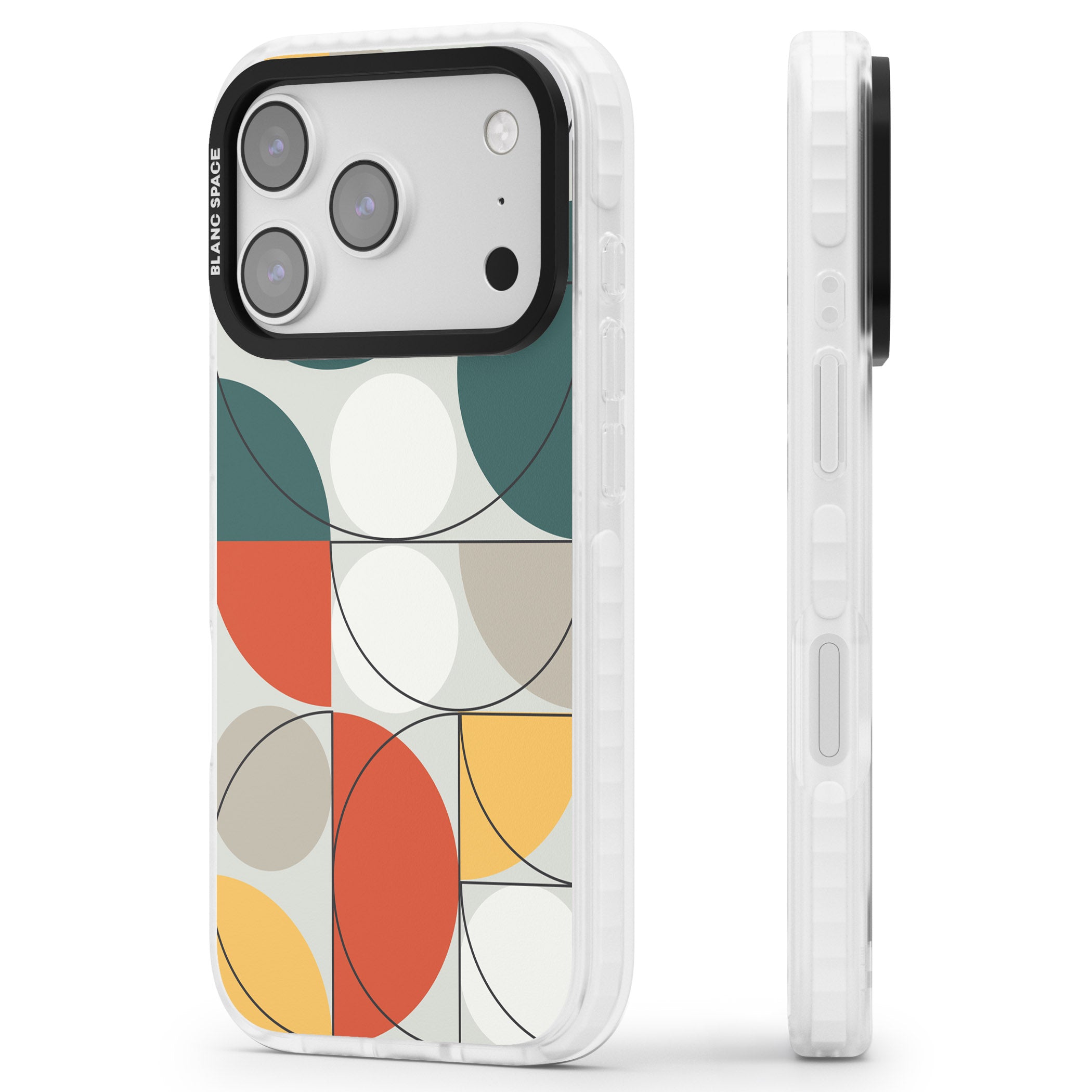 Modern Abstract Circle iPhone 17 Pro Impact Pro Clear Phone Case Side Profile