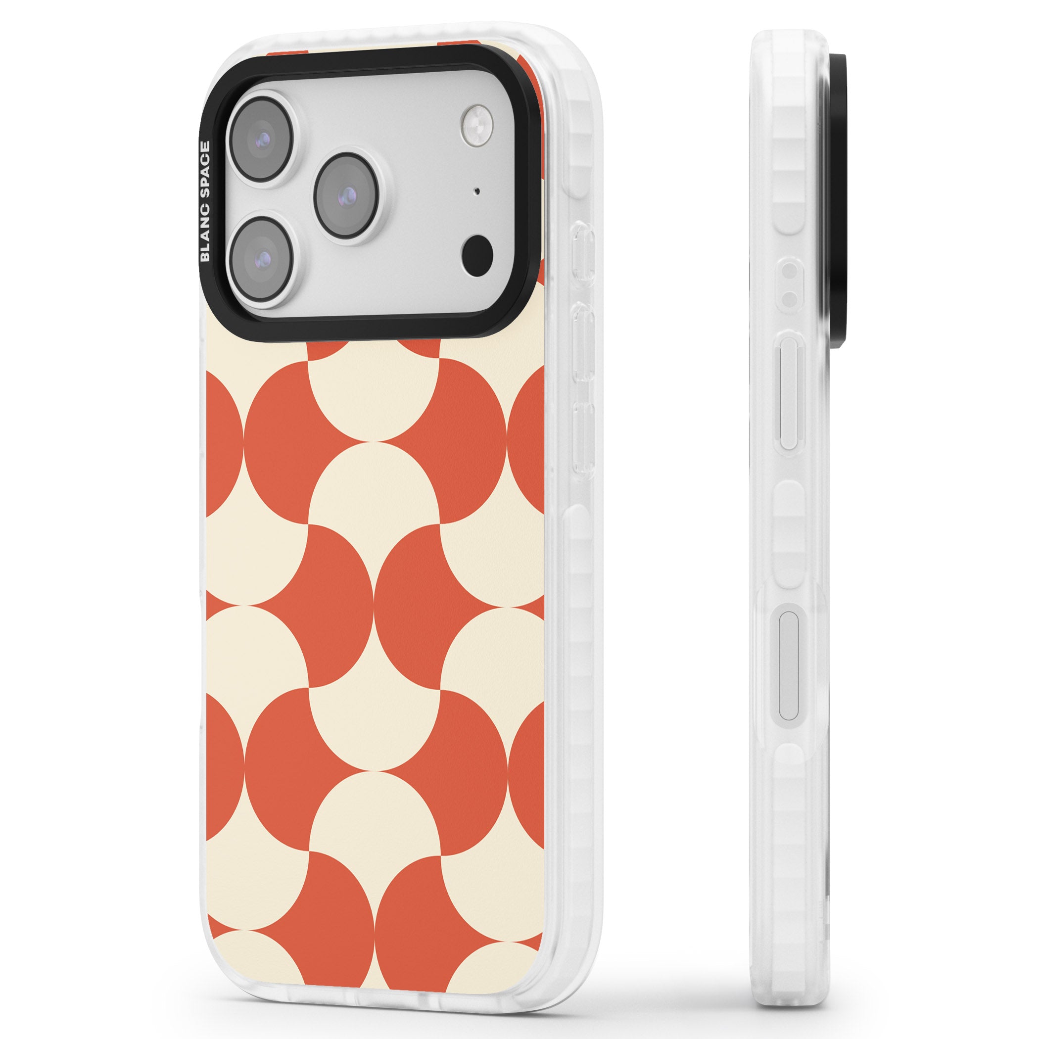 Abstract Retro Shapes iPhone 17 Pro Impact Pro Clear Phone Case Side Profile