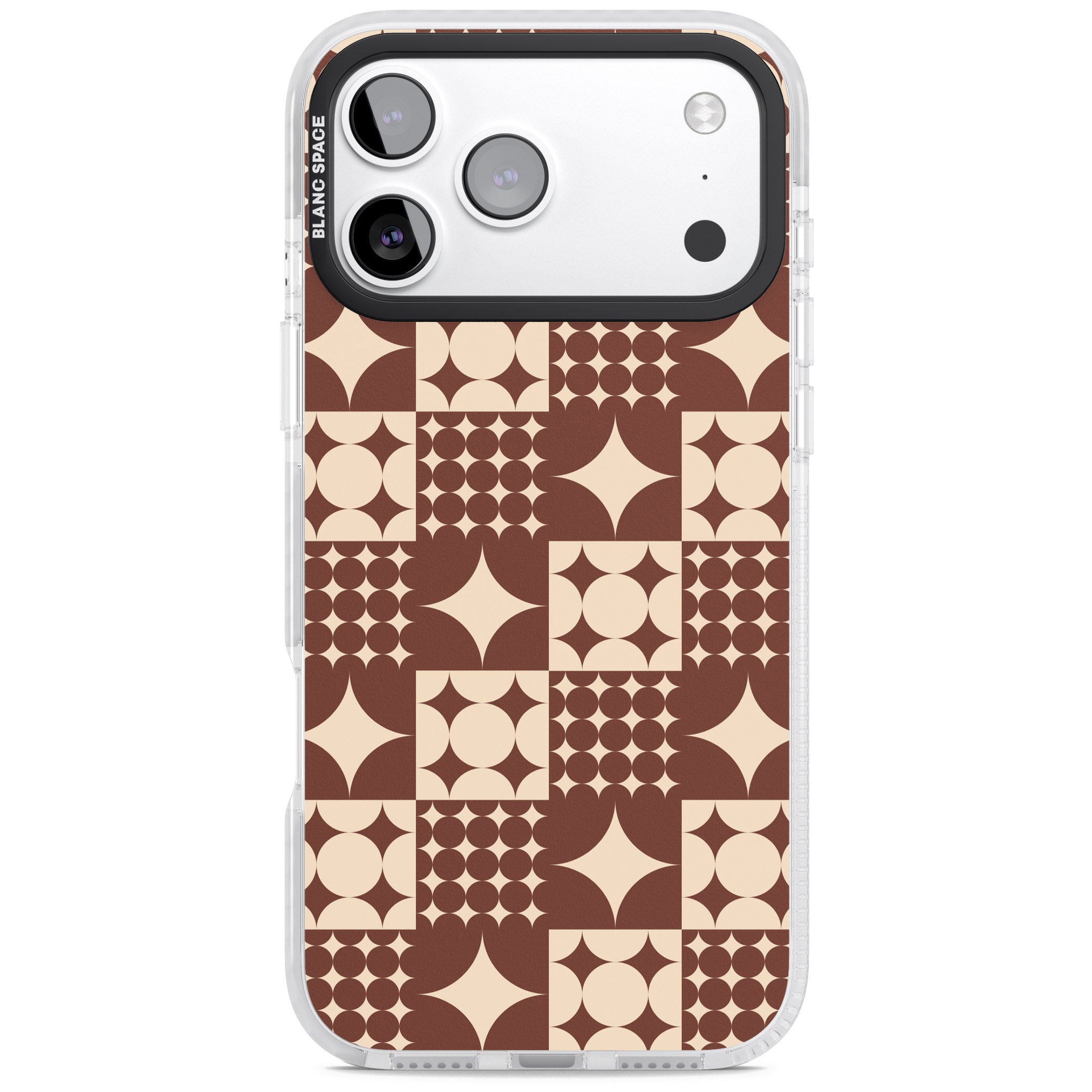 Mid Century Brown Checked iPhone 17 Pro Impact Pro Clear Phone Case