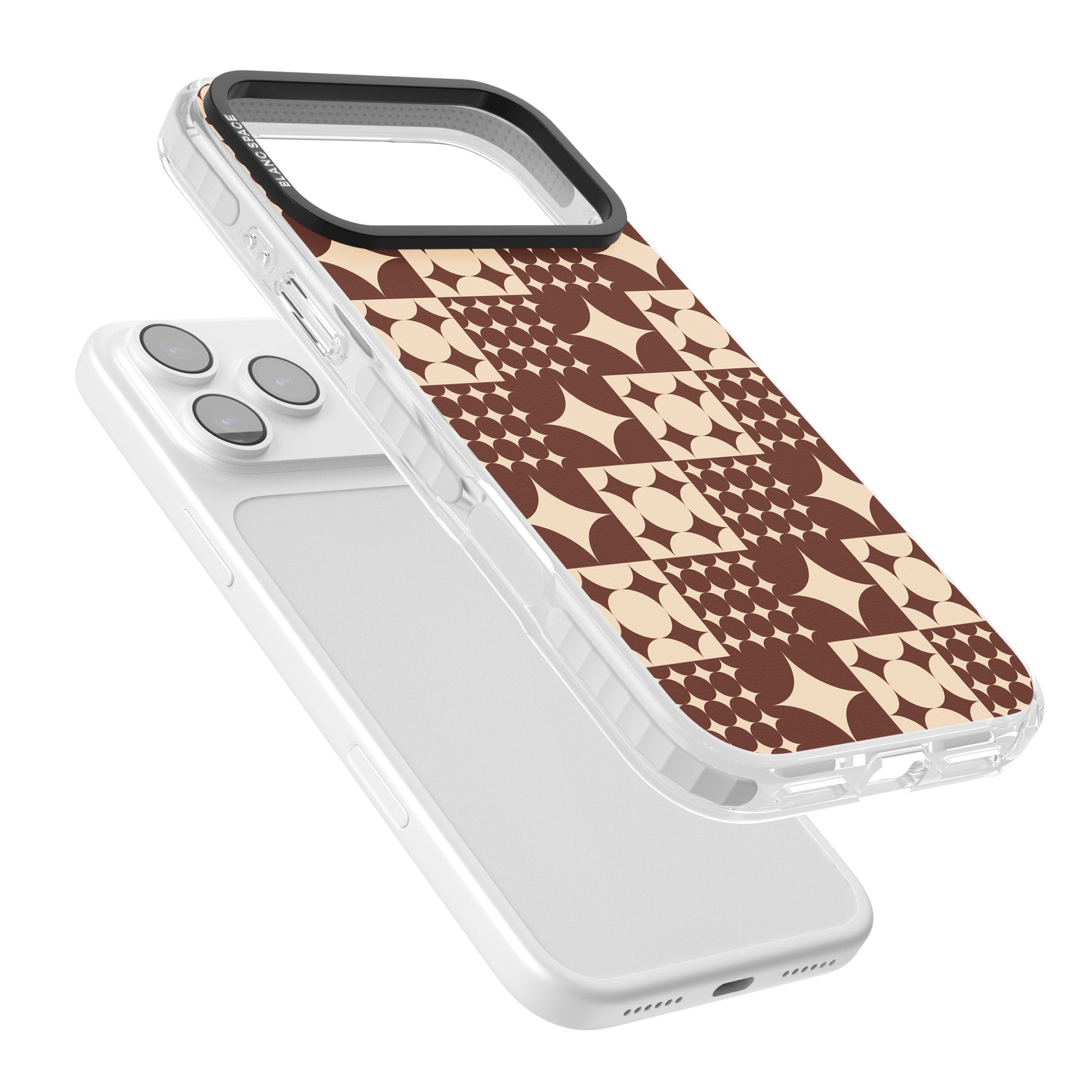 Mid Century Brown Checked iPhone 17 Pro Impact Pro Clear Phone Case Colours