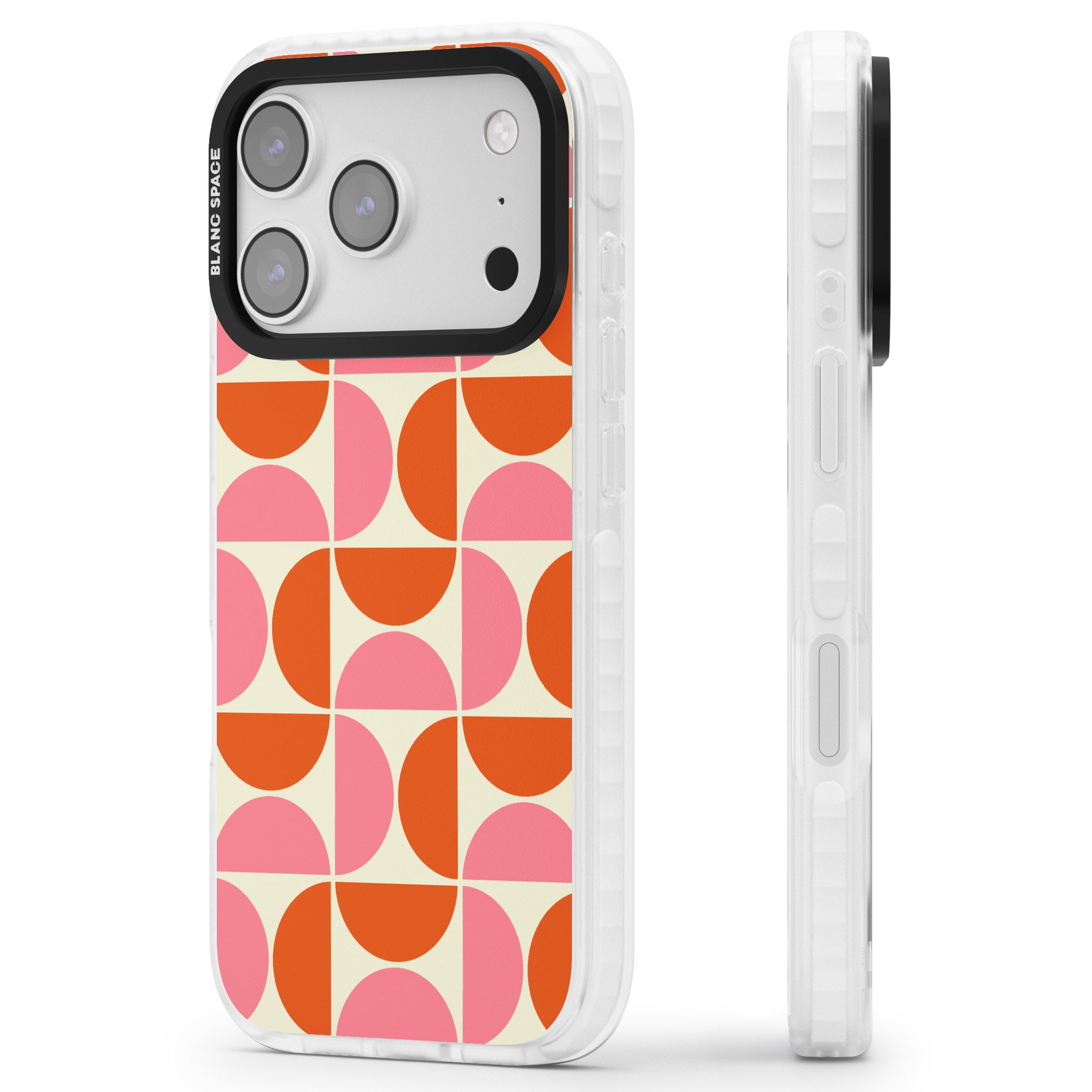 Retro Half Circle Pattern iPhone 17 Pro Impact Pro Clear Phone Case Side Profile