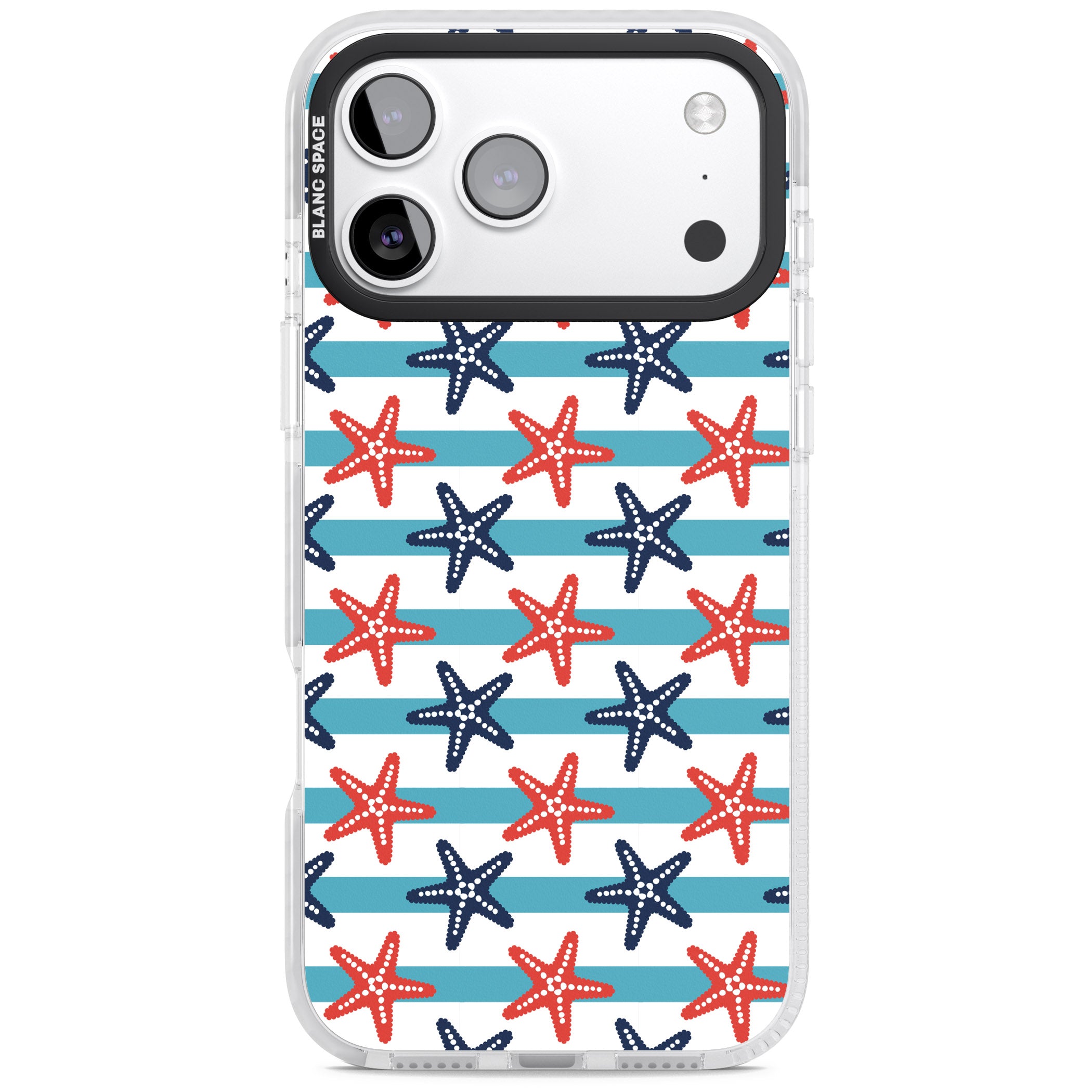 Nautical Starfish Stripe iPhone 17 Pro Impact Pro Clear Phone Case