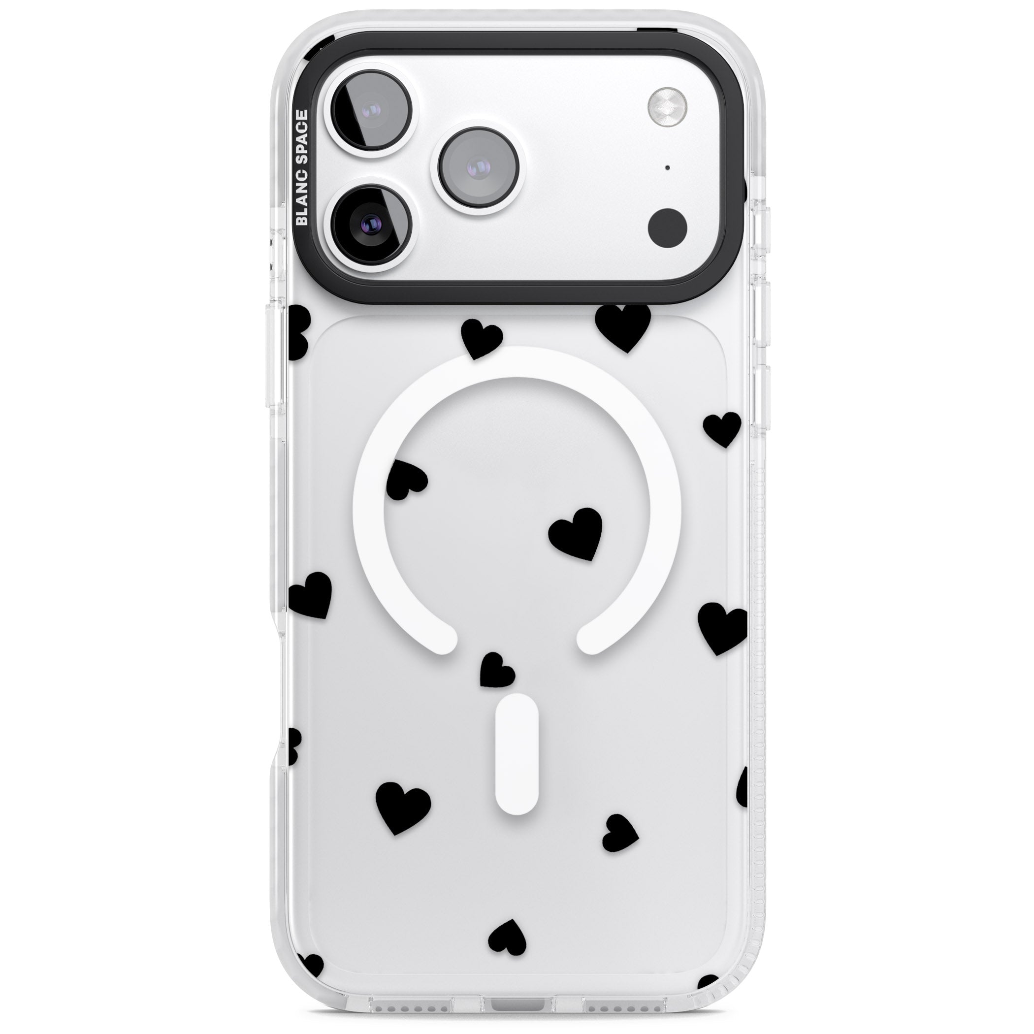 Black Hearts iPhone 17 Pro Impact Pro Clear Phone Case