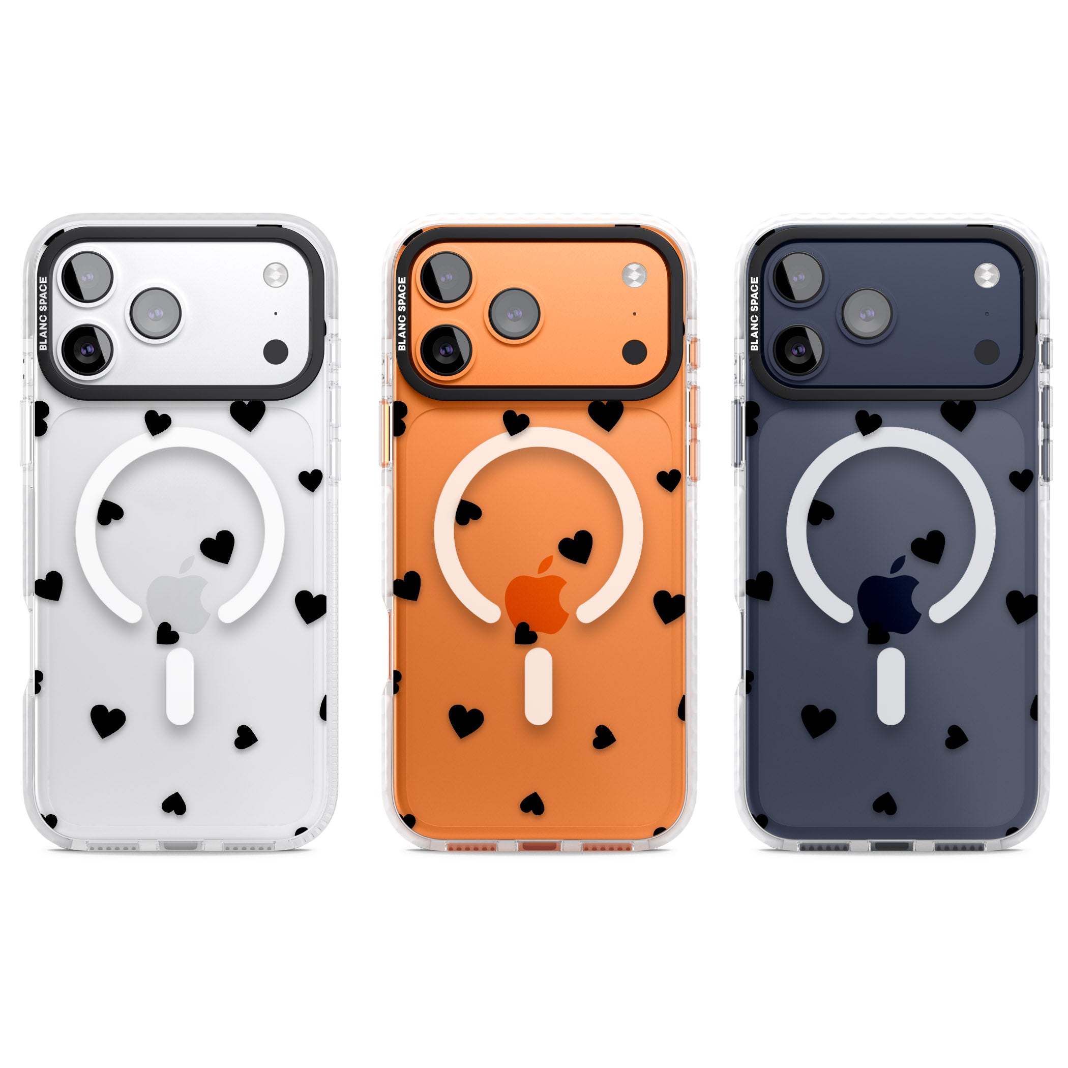 Black Hearts iPhone 17 Pro Impact Pro Clear Phone Case APT Impact Protection