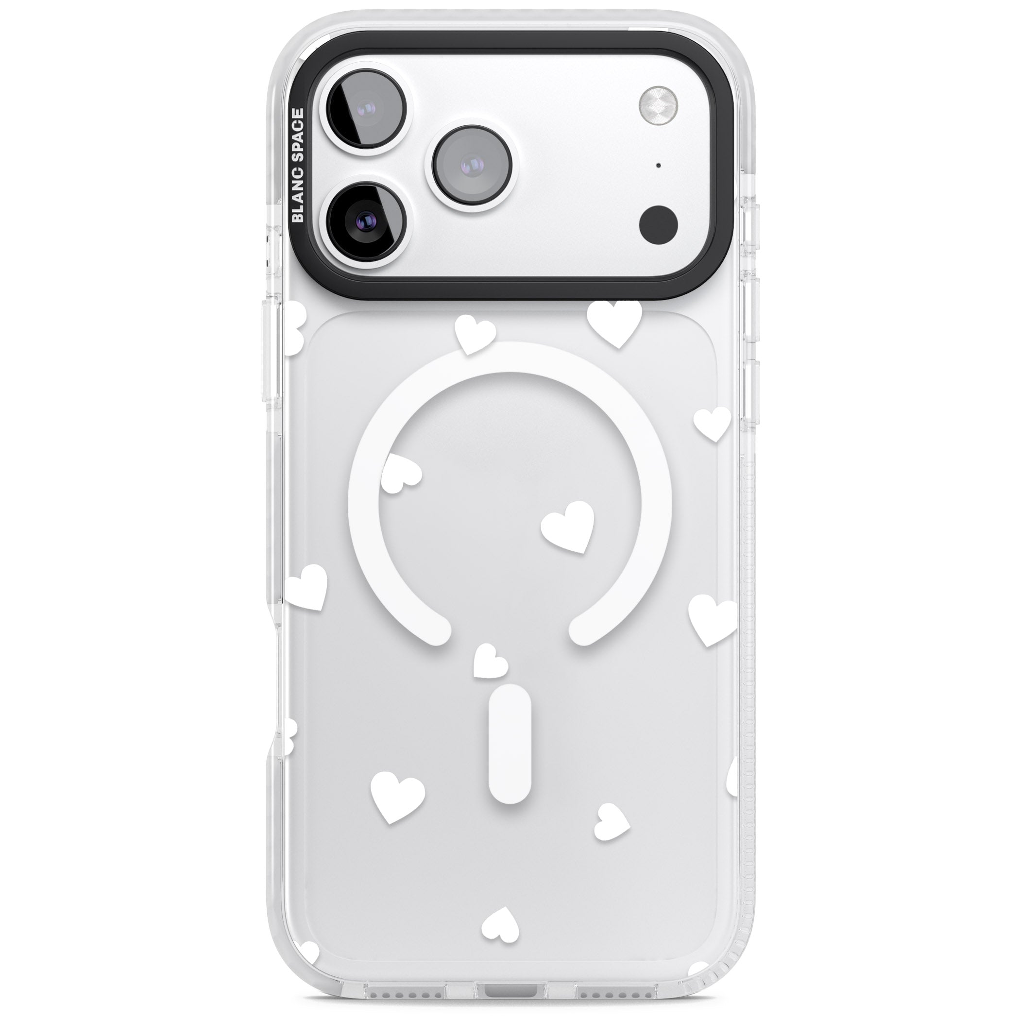 White Hearts iPhone 17 Pro Impact Pro Clear Phone Case