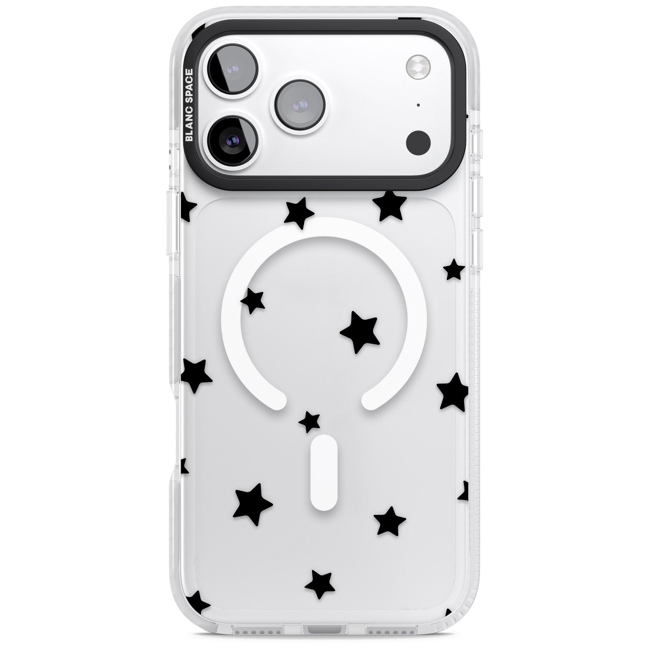 Starry Night Black Stars iPhone 17 Pro Impact Pro Clear Phone Case