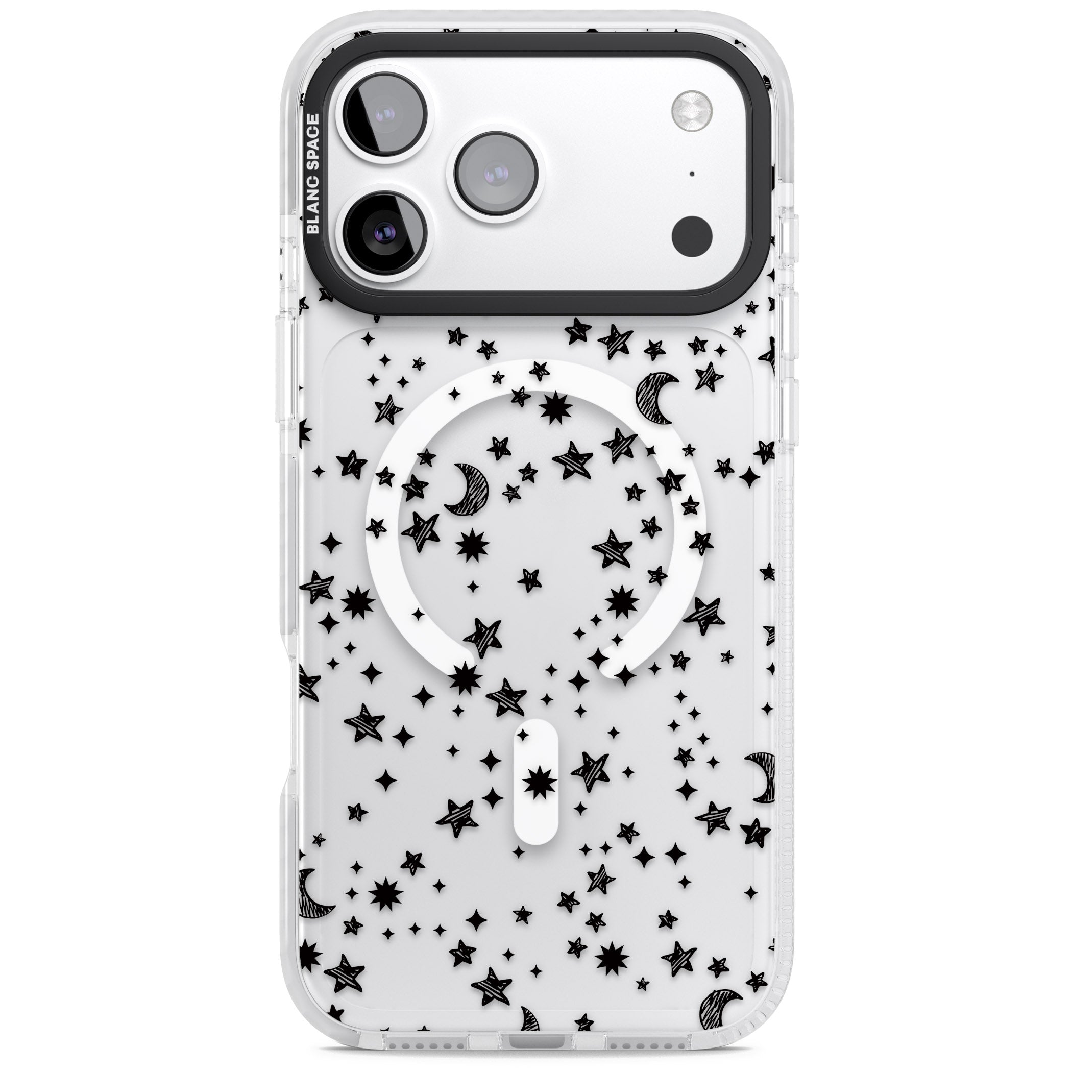 Black Cosmic Galaxy Pattern iPhone 17 Pro Impact Pro Clear Phone Case