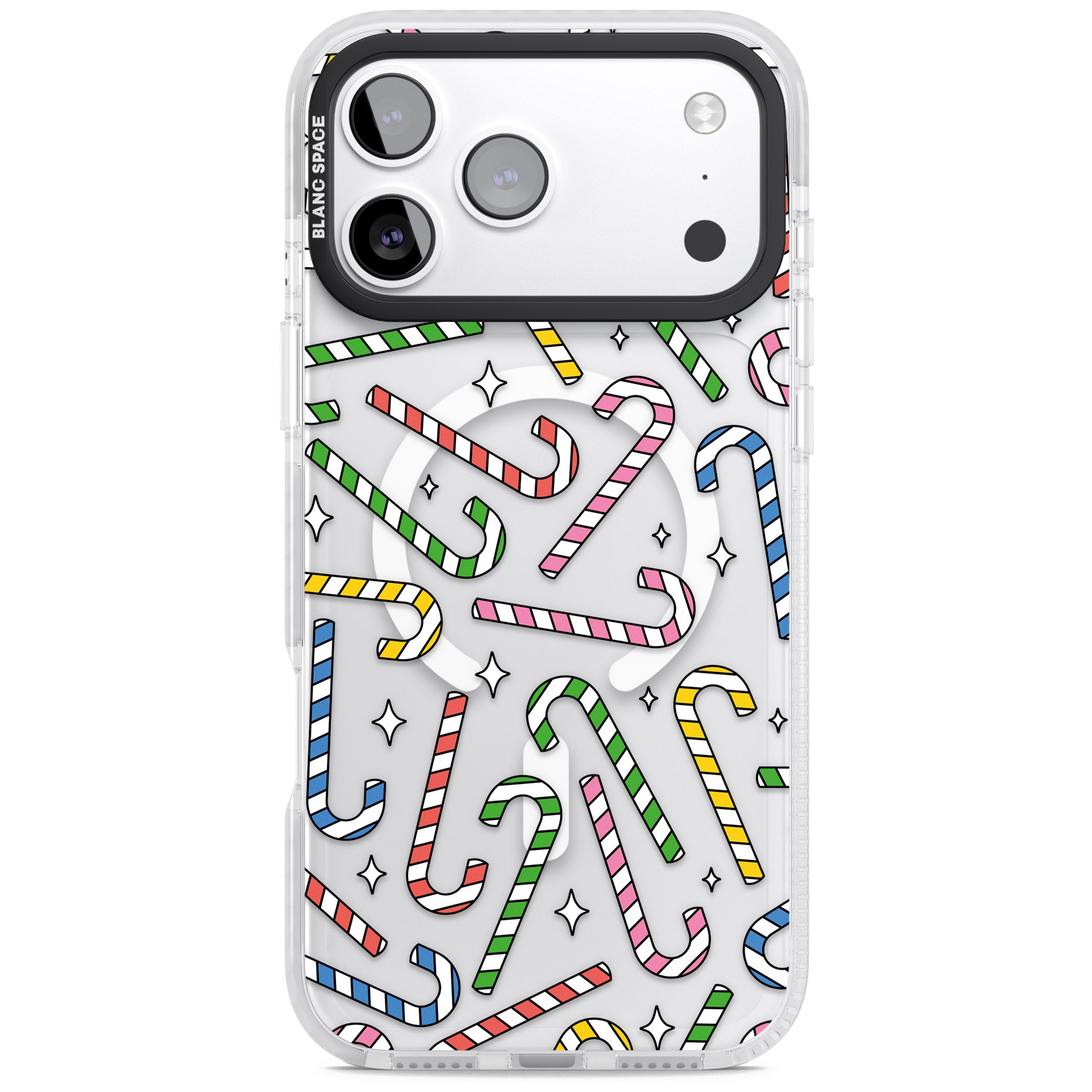 Colourful Stars & Candy Canes iPhone 17 Pro Impact Pro Clear Phone Case