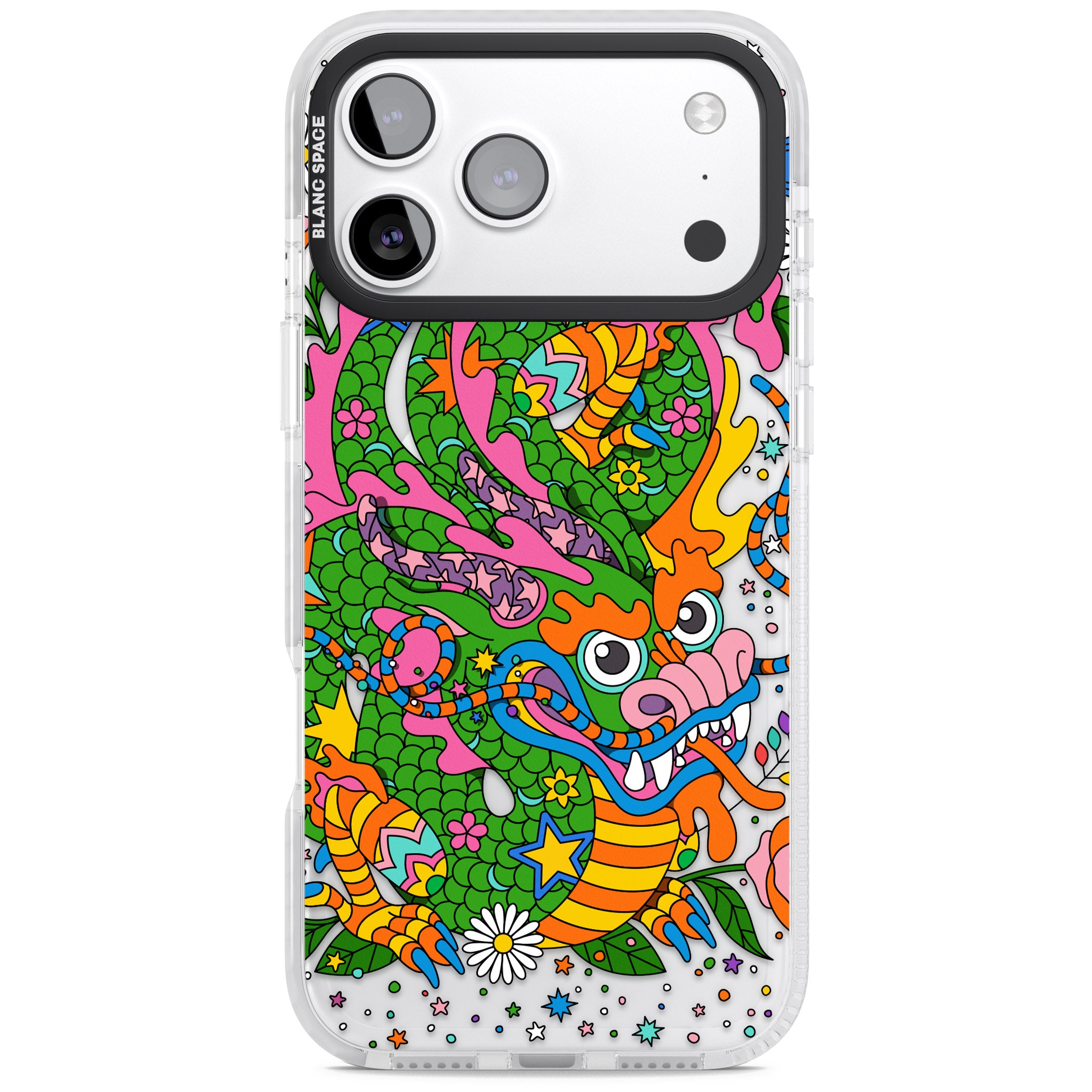 Psychedelic Jungle Dragon iPhone 17 Pro Impact Pro Clear Phone Case