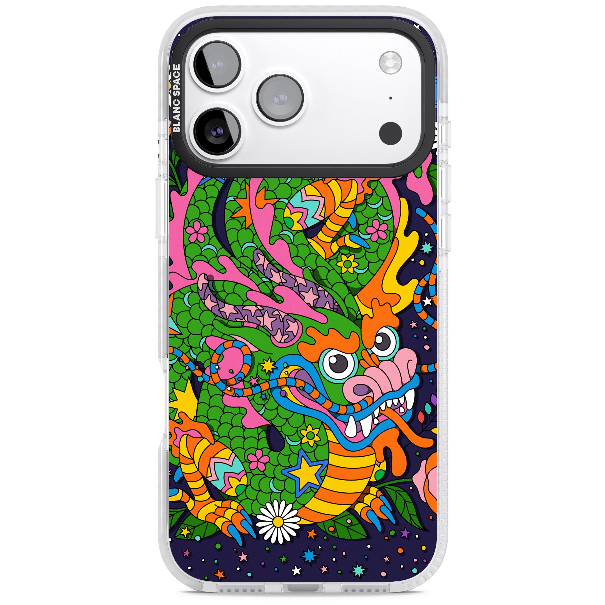 Psychedelic Jungle Dragon (Purple) iPhone 17 Pro Impact Pro Clear Phone Case