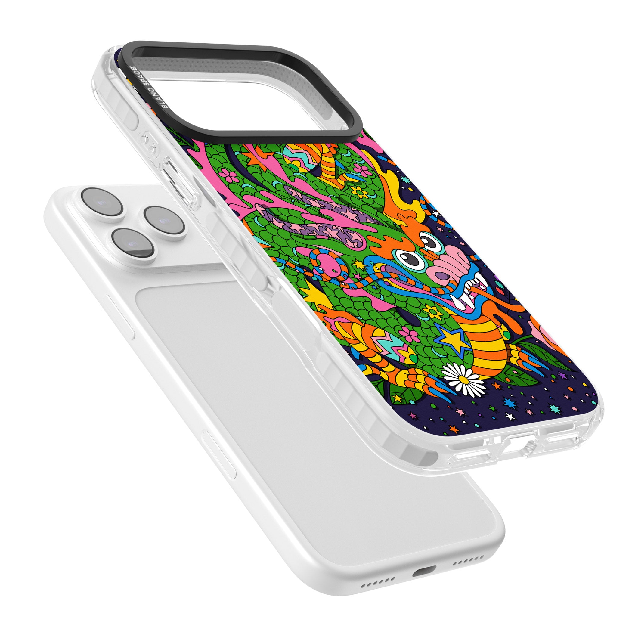 Psychedelic Jungle Dragon (Purple) iPhone 17 Pro Impact Pro Clear Phone Case Colours