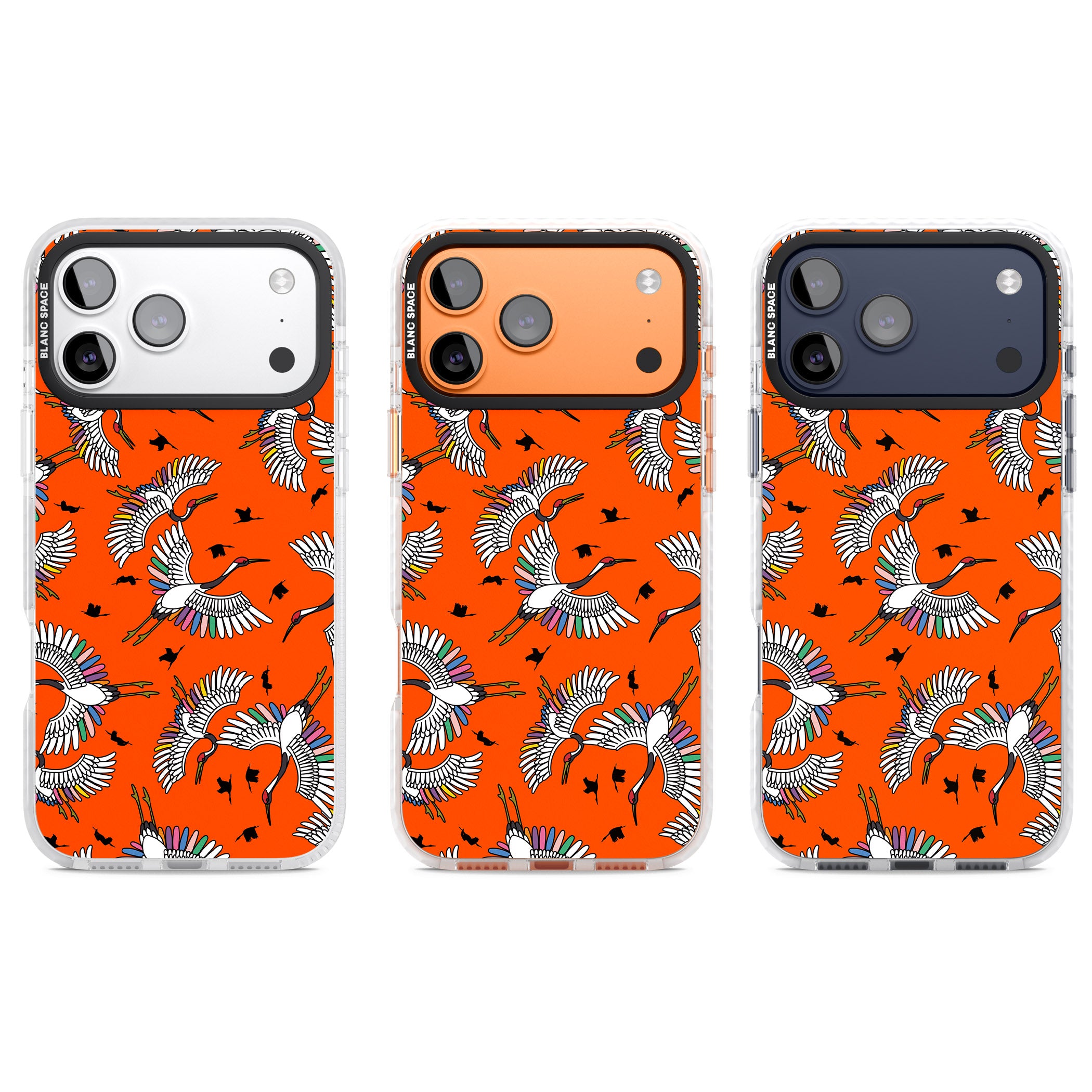 Colourful Crane Pattern (Orange) iPhone 17 Pro Impact Pro Clear Phone Case APT Impact Protection