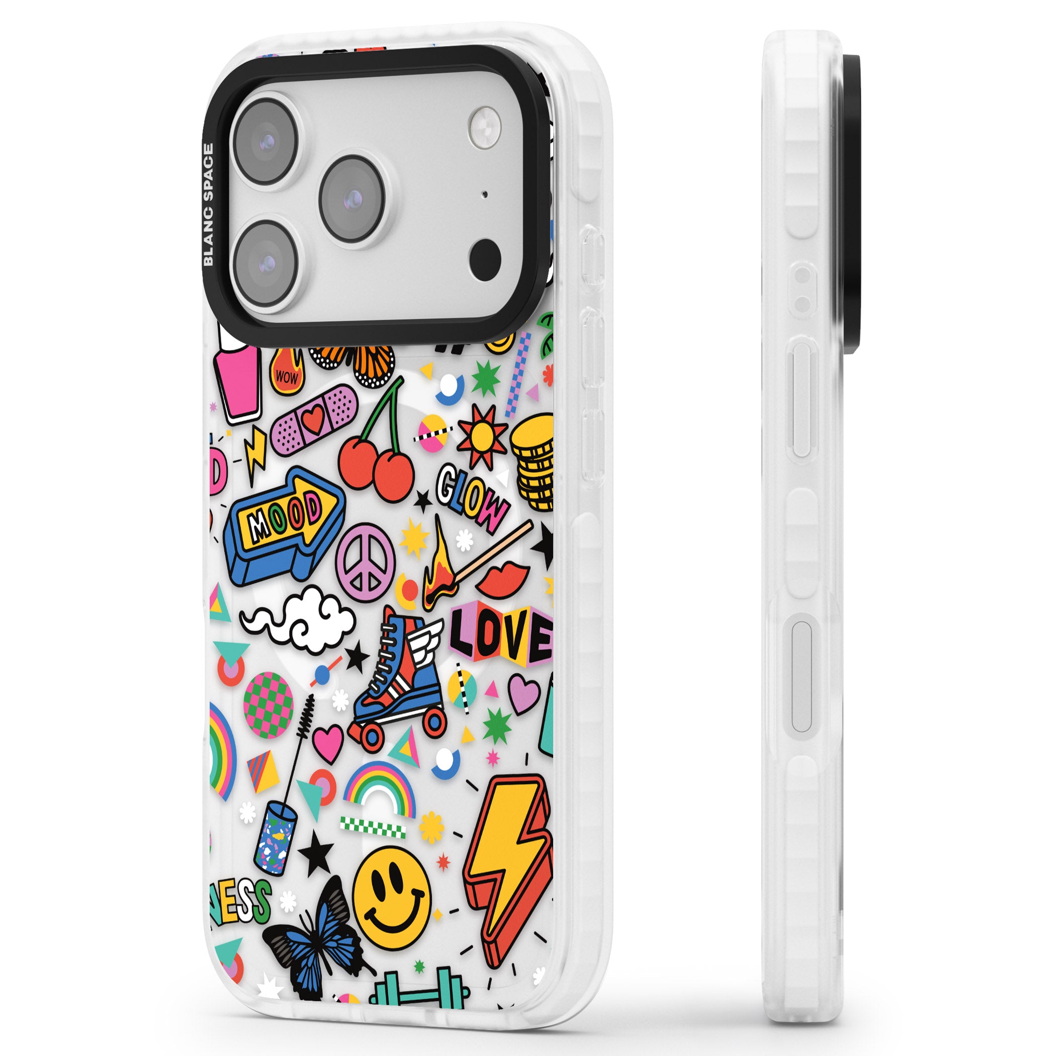 Electric Love iPhone 17 Pro Impact Pro Clear Phone Case Side Profile