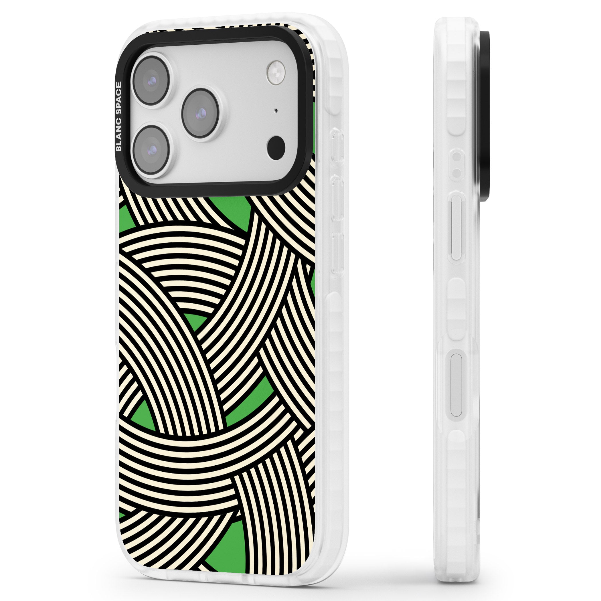 Green Optic Waves iPhone 17 Pro Impact Pro Clear Phone Case Side Profile