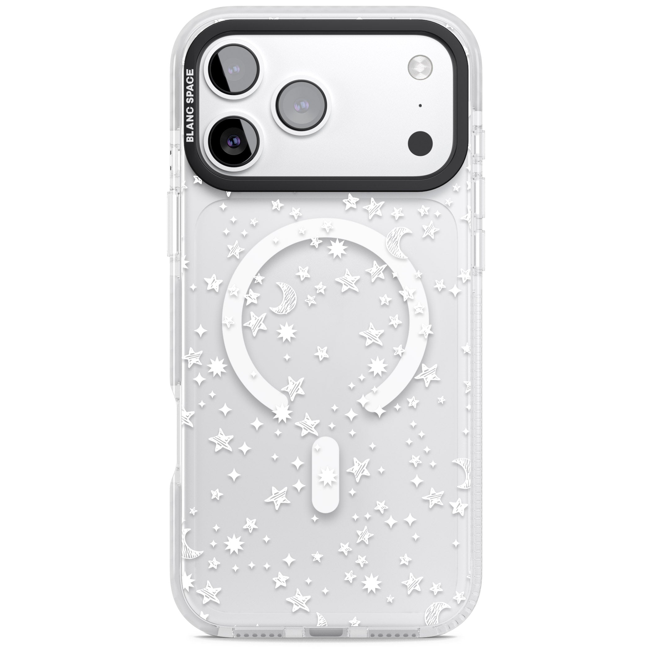 White Cosmic Galaxy Pattern iPhone 17 Pro Impact Pro Clear Phone Case