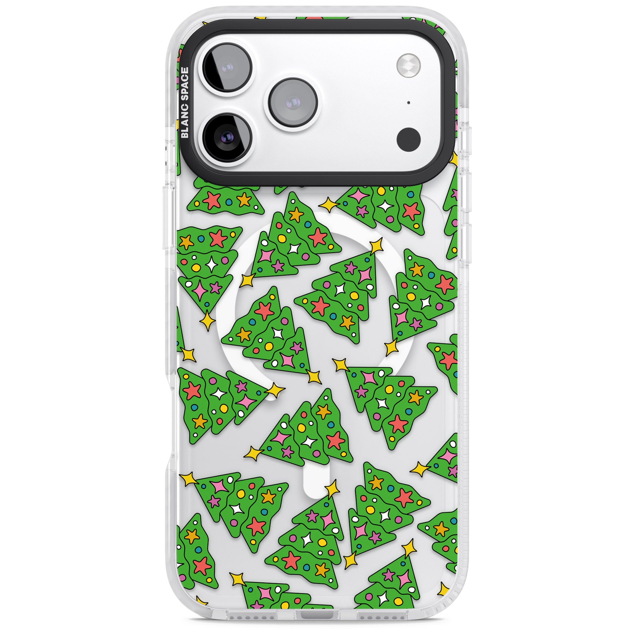 Christmas Tree Pattern iPhone 17 Pro Impact Pro Clear Phone Case