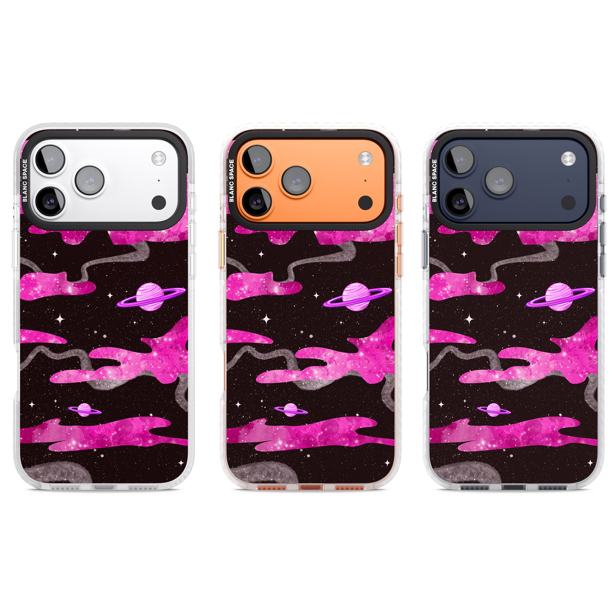 Pink Galaxy iPhone 17 Pro Impact Pro Clear Phone Case APT Impact Protection