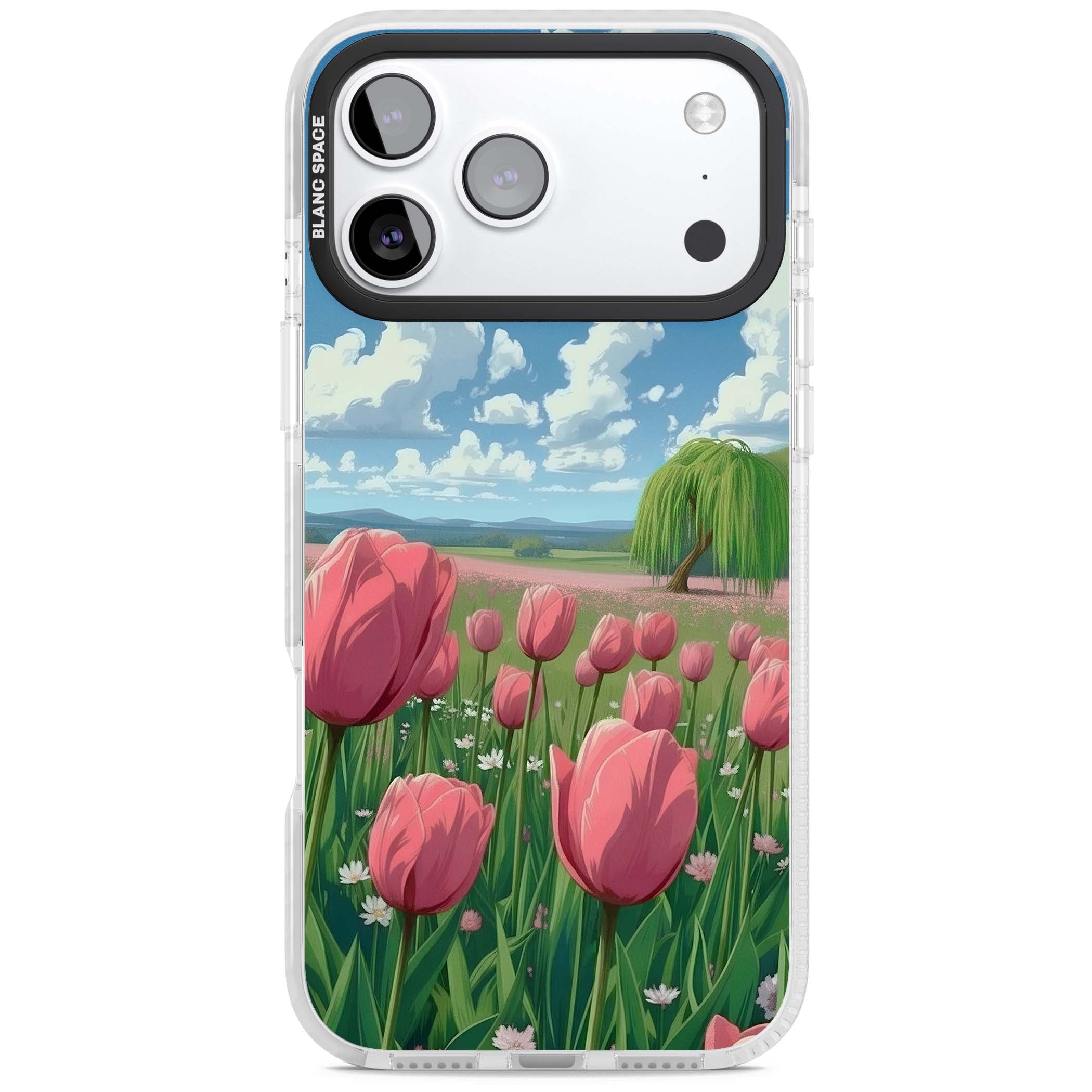 Willow By The Pink Tulips floral iPhone case | Impact Magsafe case for iPhone 17 Pro, iPhone 17 Pro Max