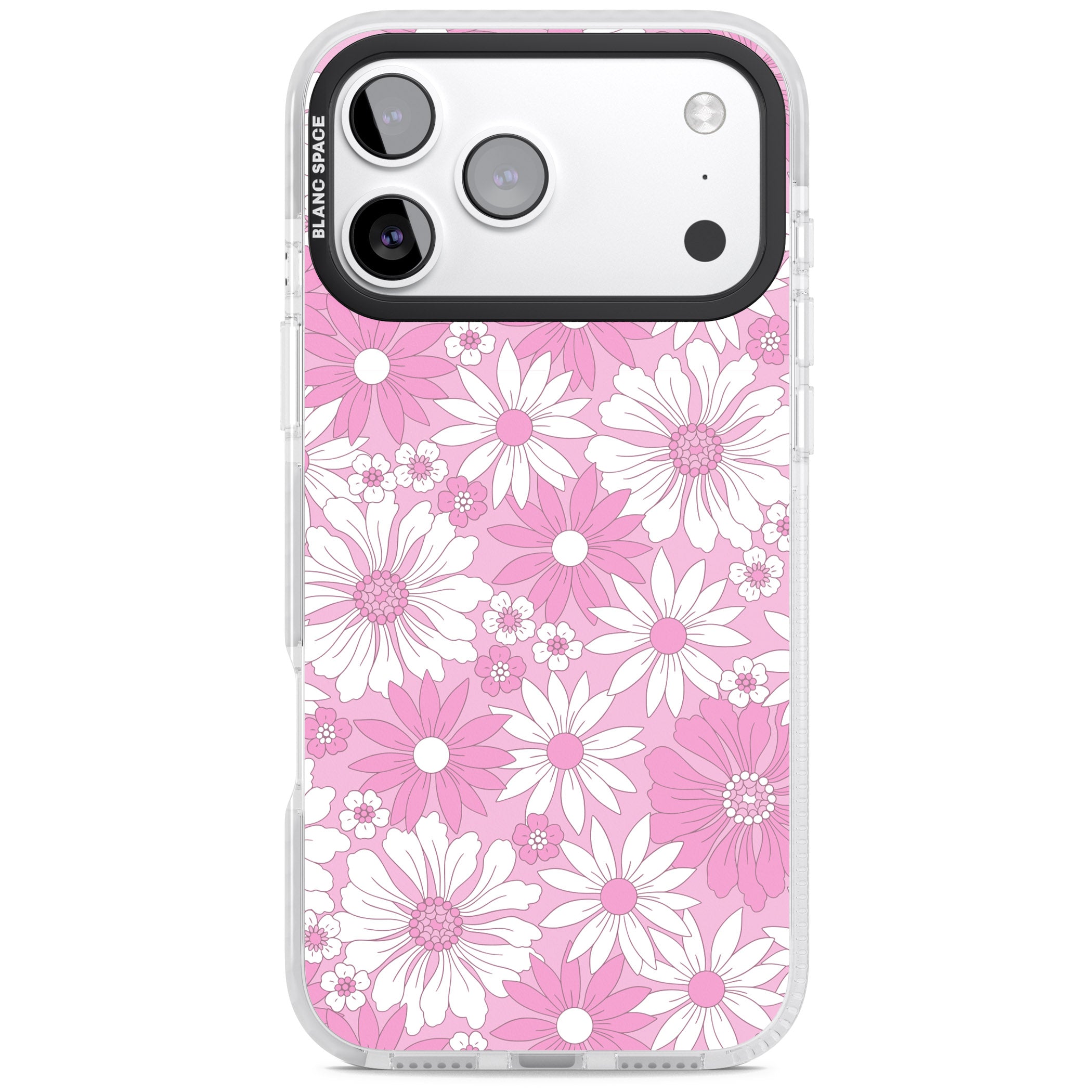 Pink White Flowers iPhone 17 Pro Impact Pro Clear Phone Case