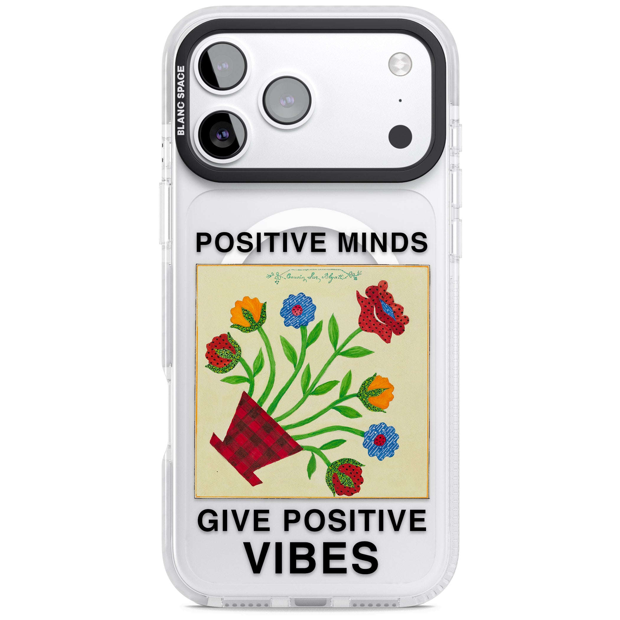 Positive Minds Give Positive Vibes iPhone 17 Pro Impact Pro Clear Phone Case