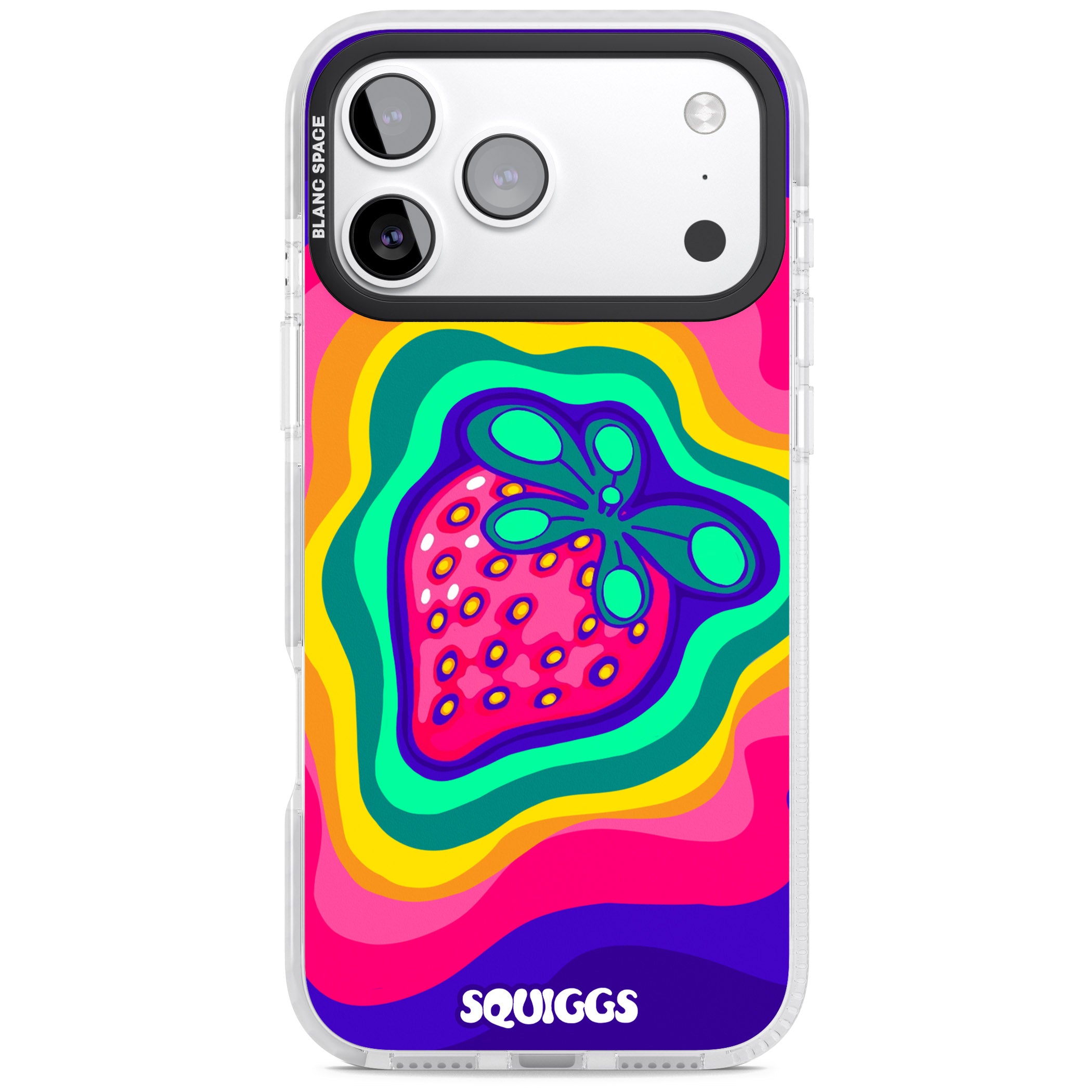 Strawberry Rainbow iPhone 17 Pro Impact Pro Clear Phone Case