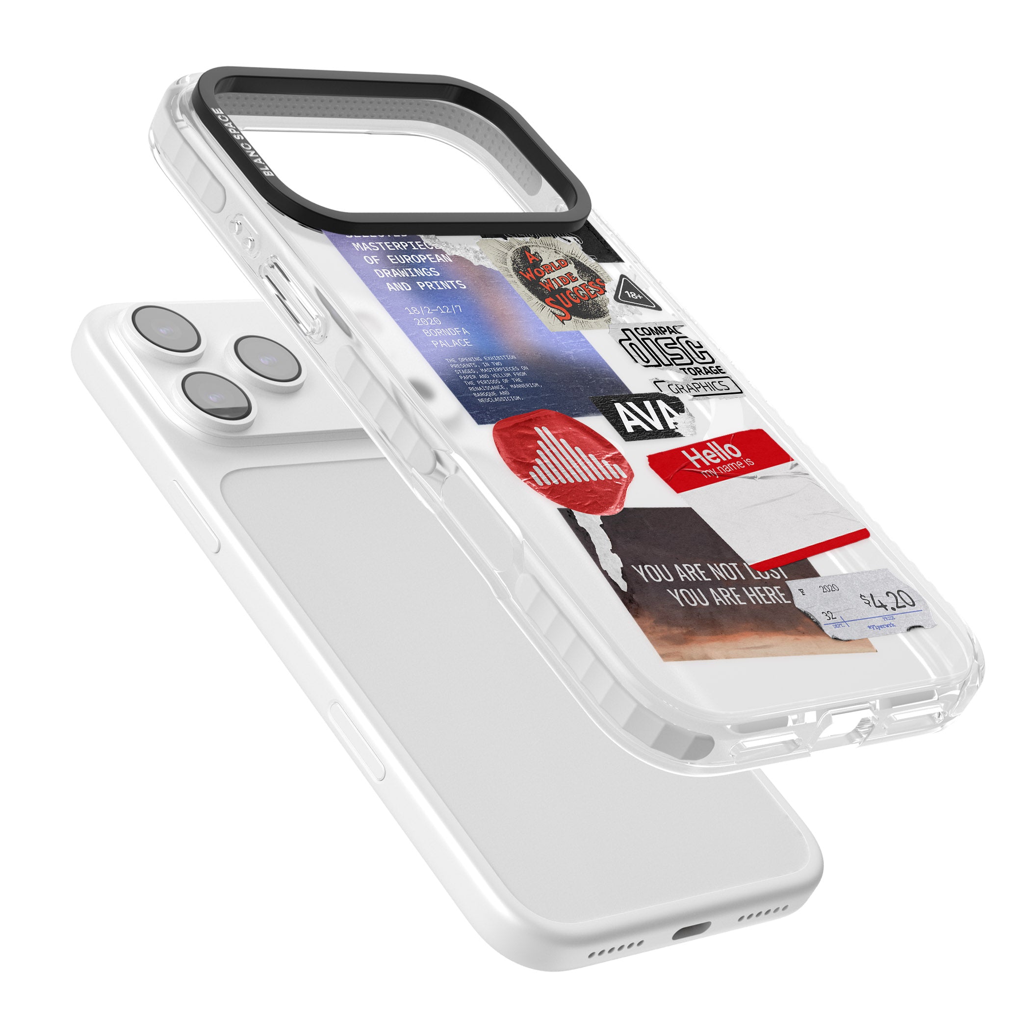 Red & Black Sticker Mix iPhone 17 Pro Impact Pro Clear Phone Case Colours