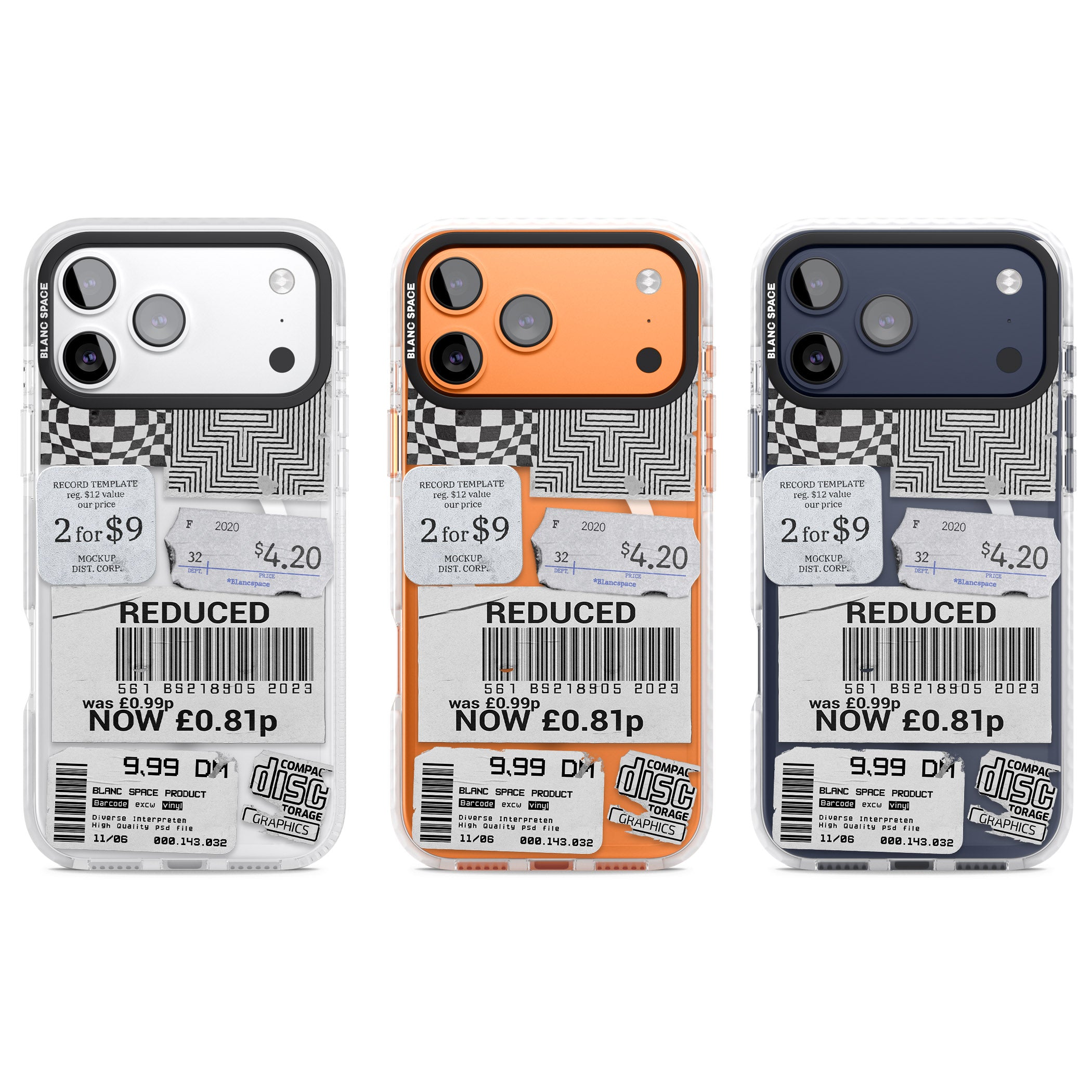 White Sticker Mix iPhone 17 Pro Impact Pro Clear Phone Case APT Impact Protection