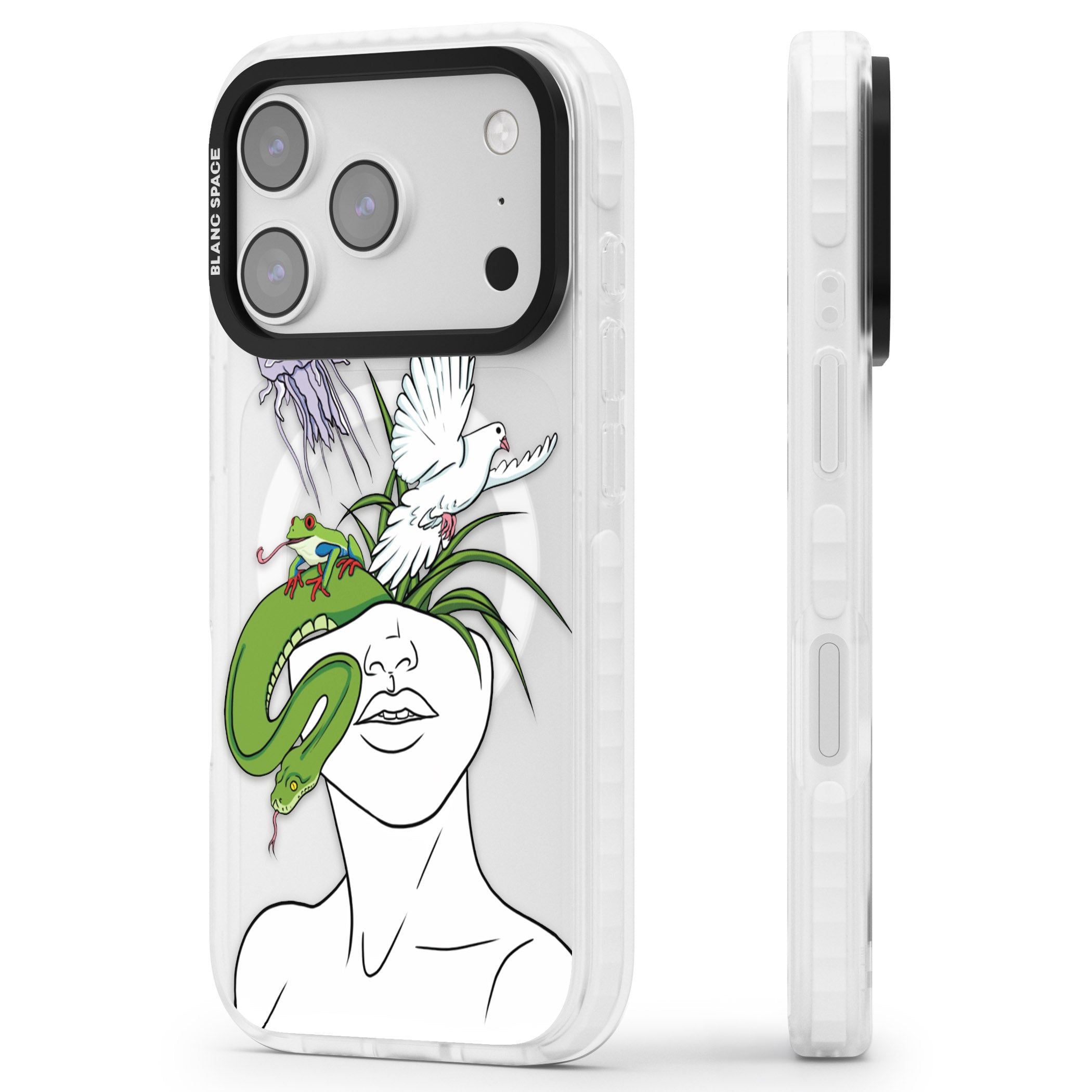 Wild Thoughts iPhone 17 Pro Impact Pro Clear Phone Case Side Profile