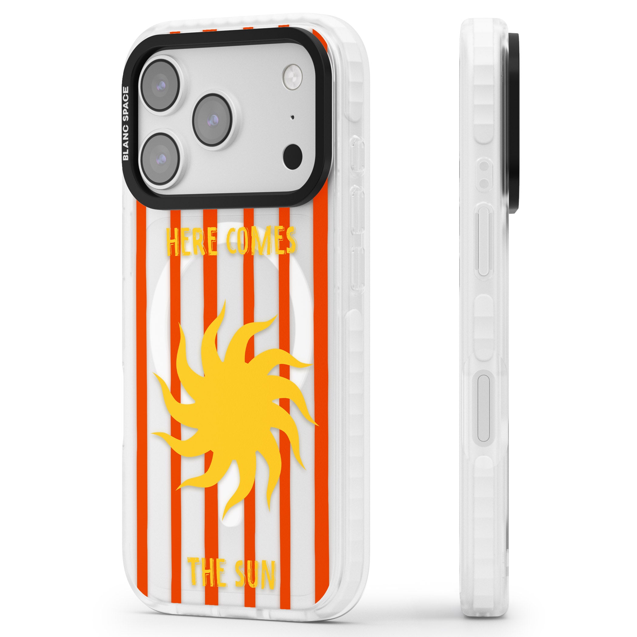 Here Comes The Sun iPhone 17 Pro Impact Pro Clear Phone Case Side Profile