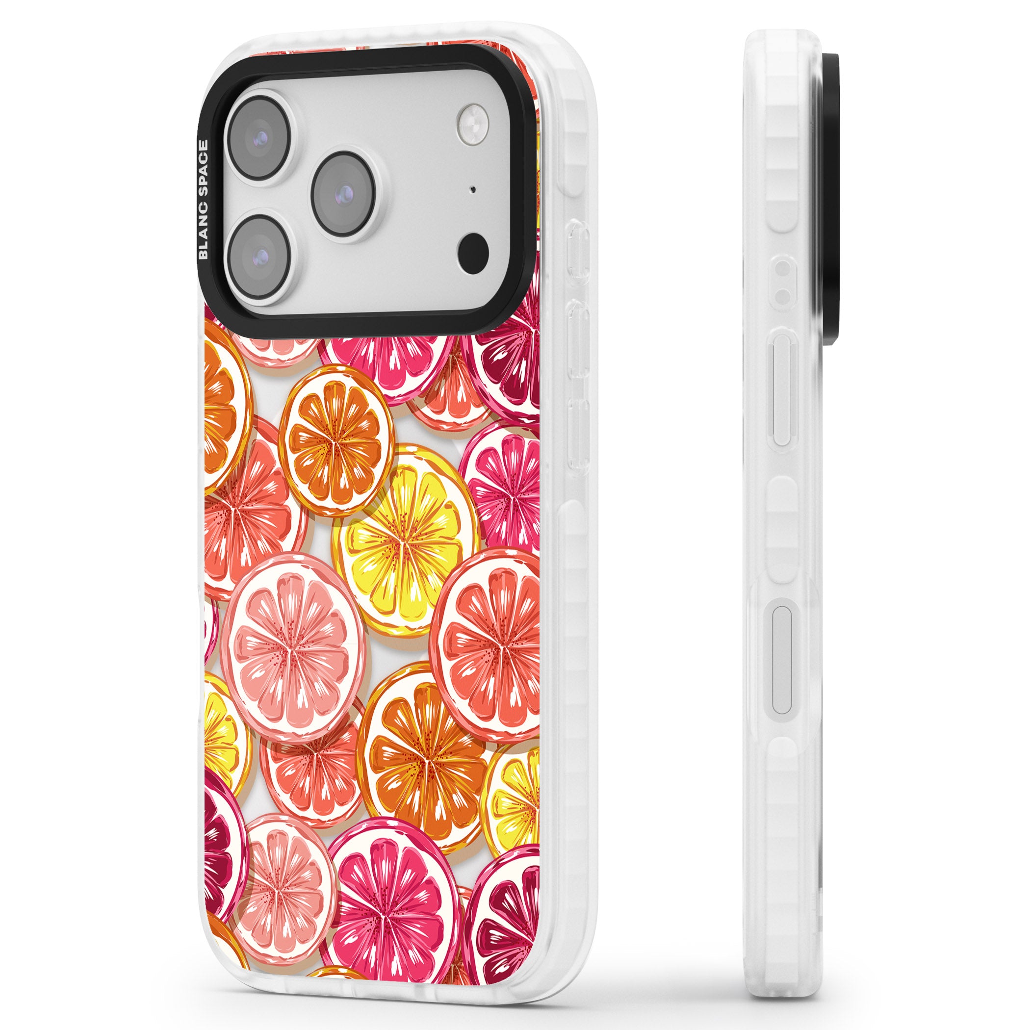 Citrus Fiesta iPhone 17 Pro Impact Pro Clear Phone Case Side Profile